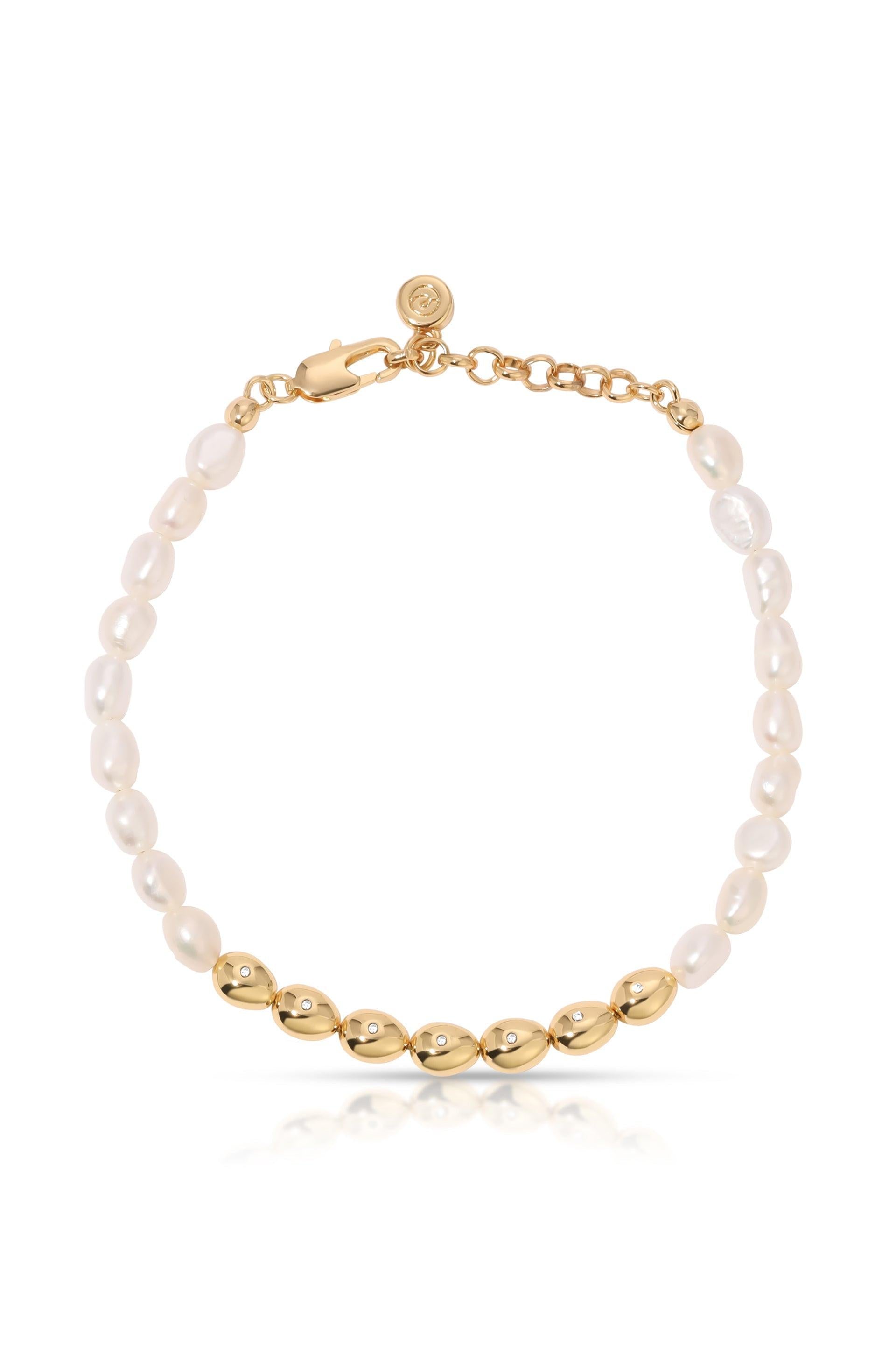 Freshwater Pearl Polished Pebble Bracelet - Flying Tomato - Bracelets - Ettika