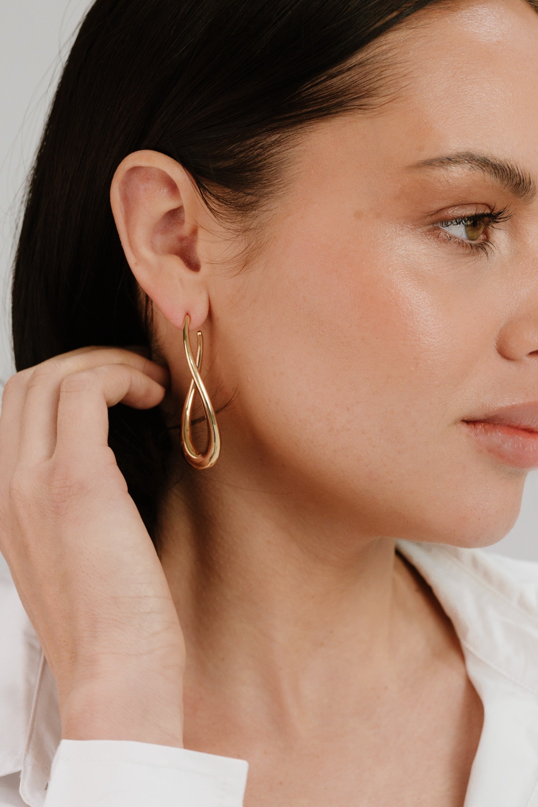 Oblong Abstract Hoop Earring