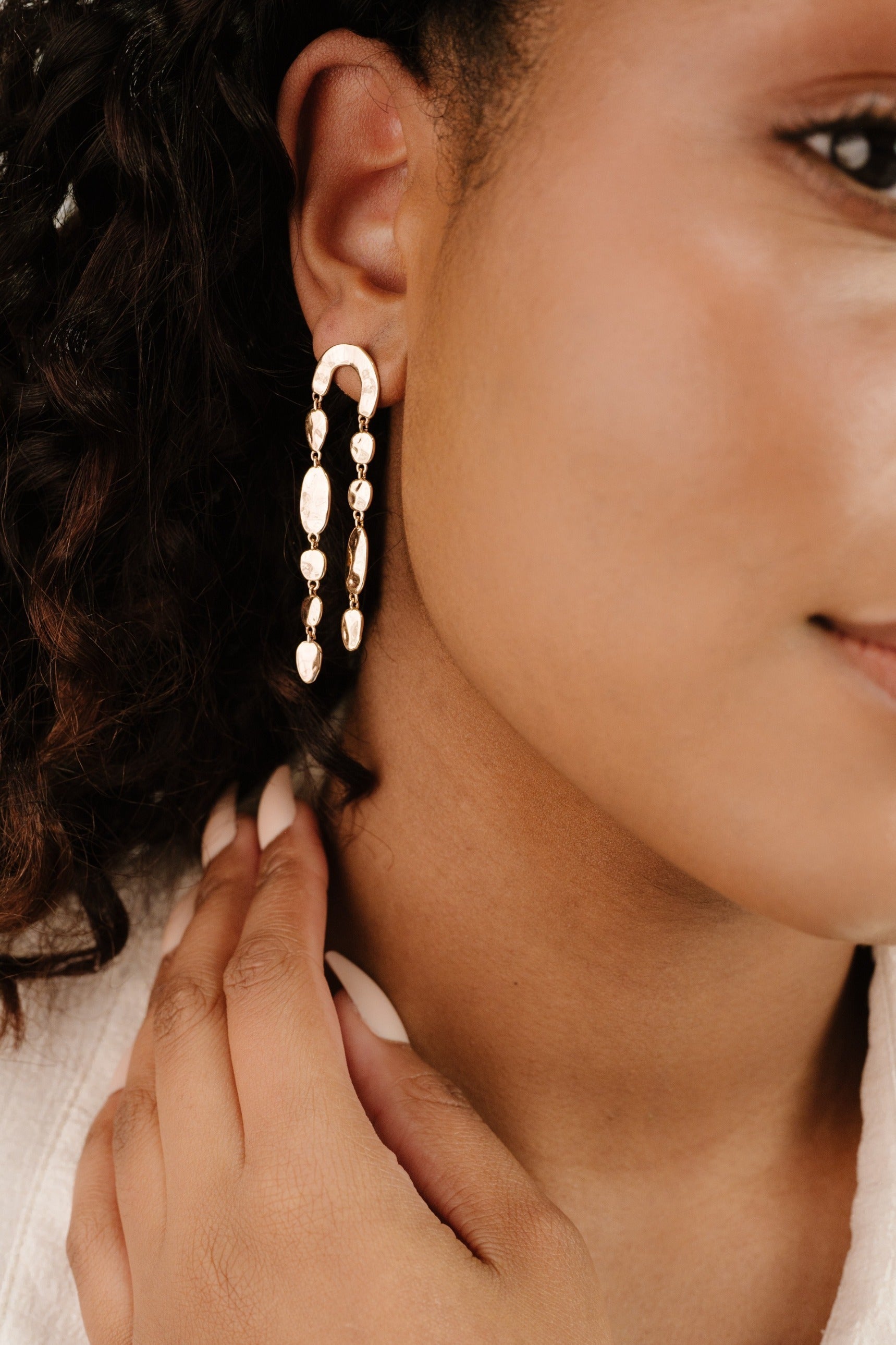 Cascading Hammered Link Earrings