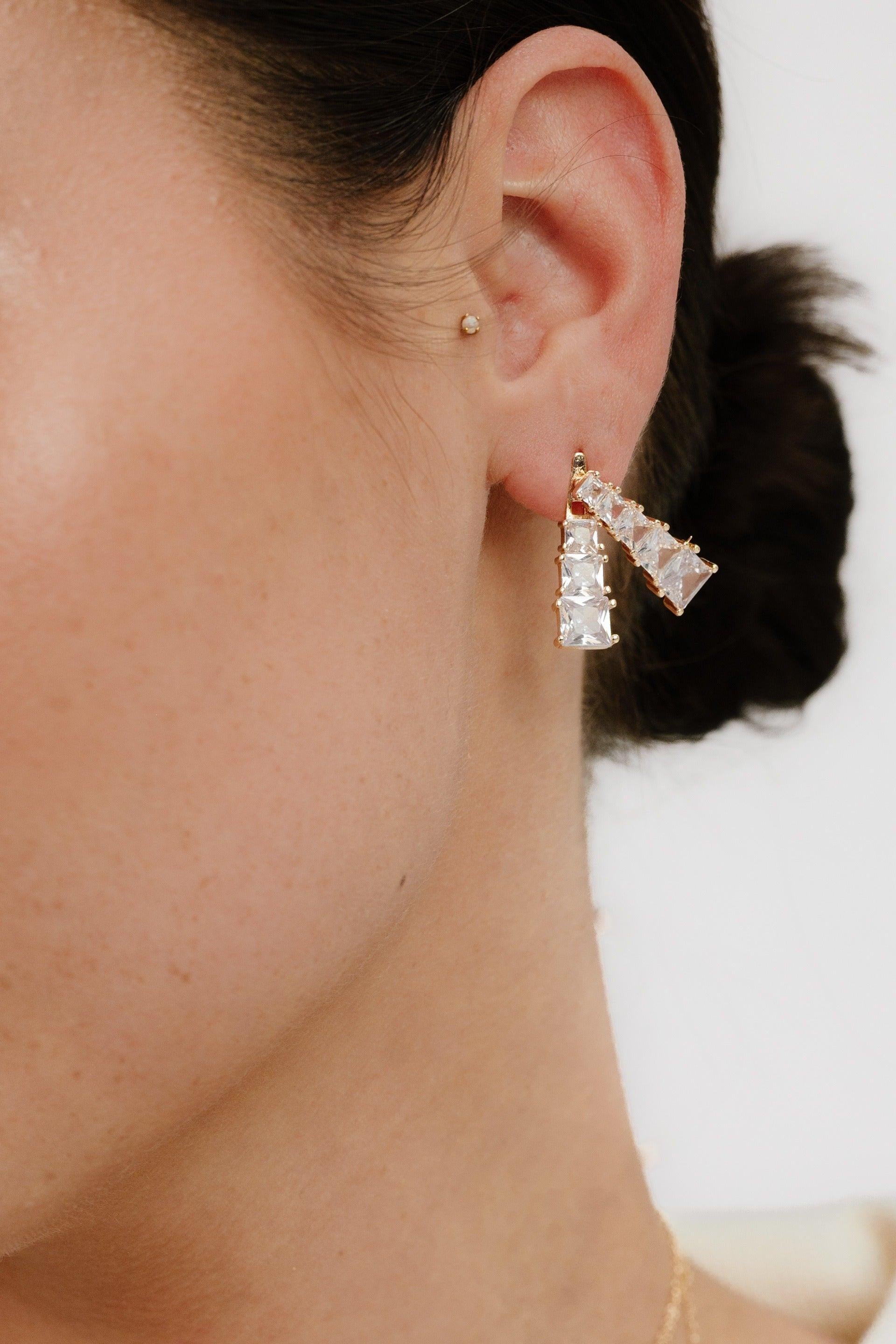 Front and Back Crystal Dangle Earrings - Flying Tomato - Earrings - Ettika