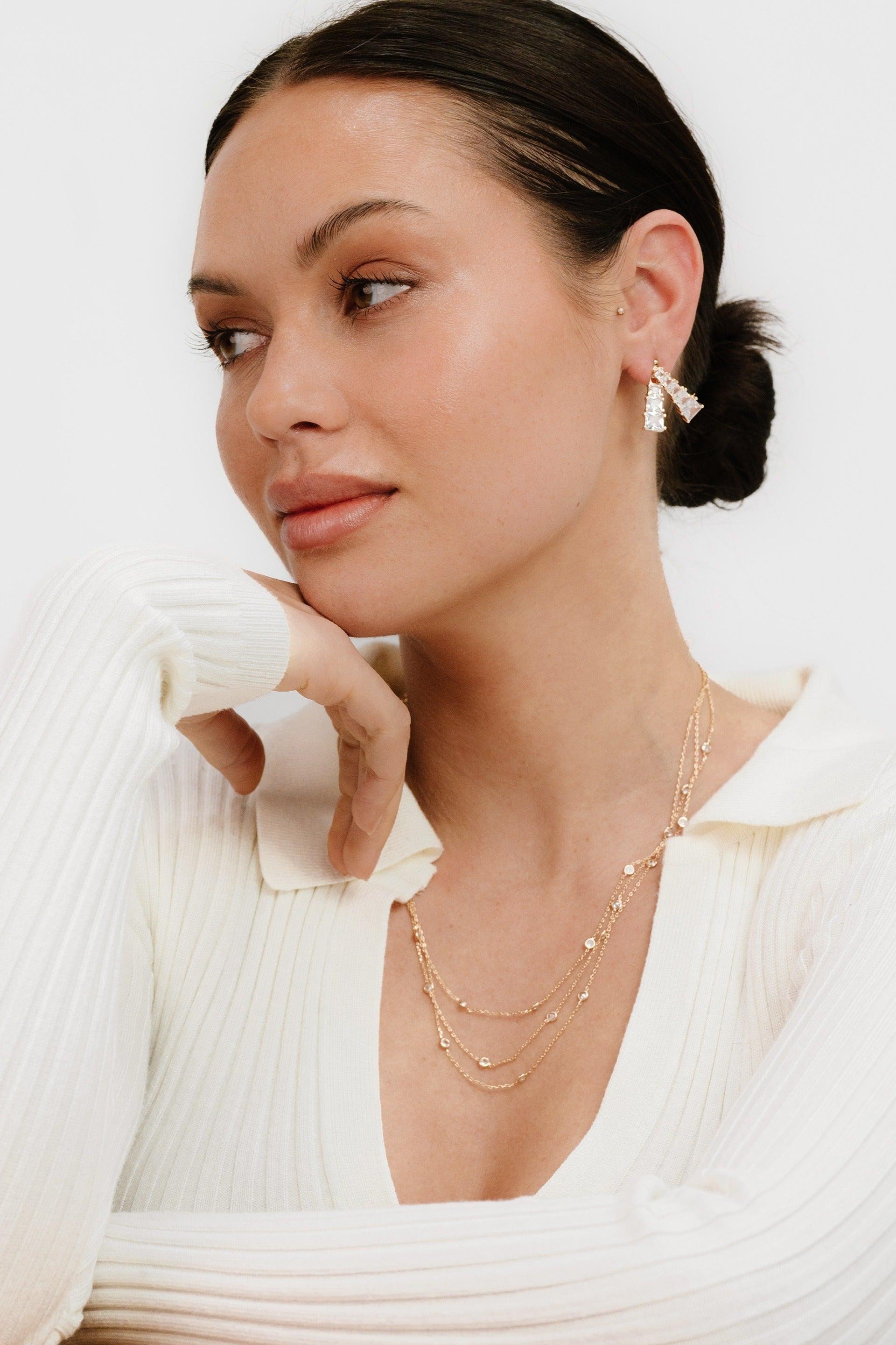 Front and Back Crystal Dangle Earrings - Flying Tomato - Earrings - Ettika