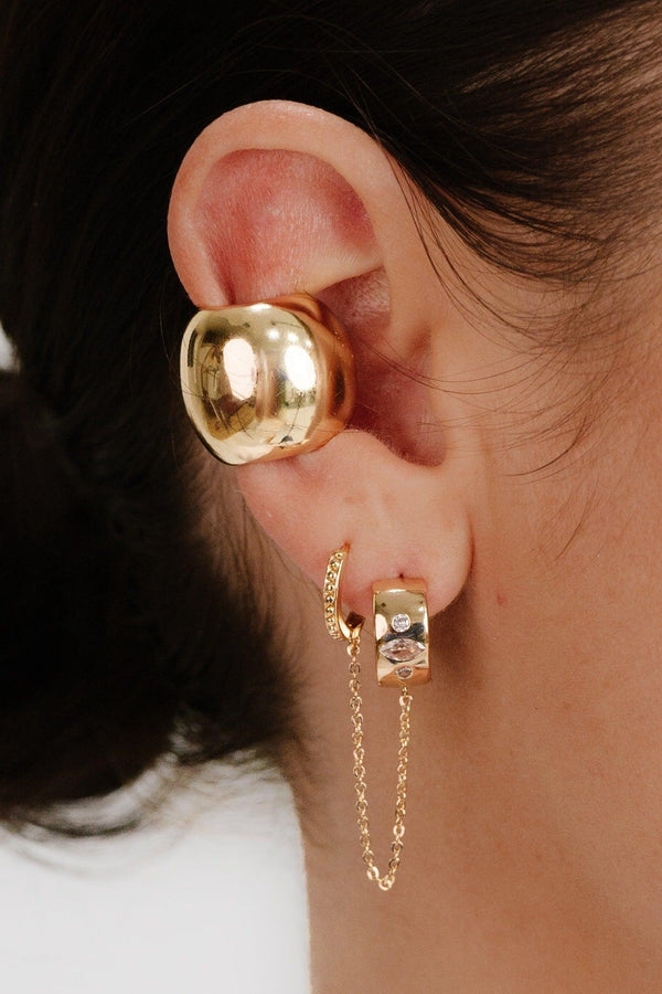 Double Piercing Bezel Crystal Dangle Earrings - Flying Tomato - Earrings - Ettika