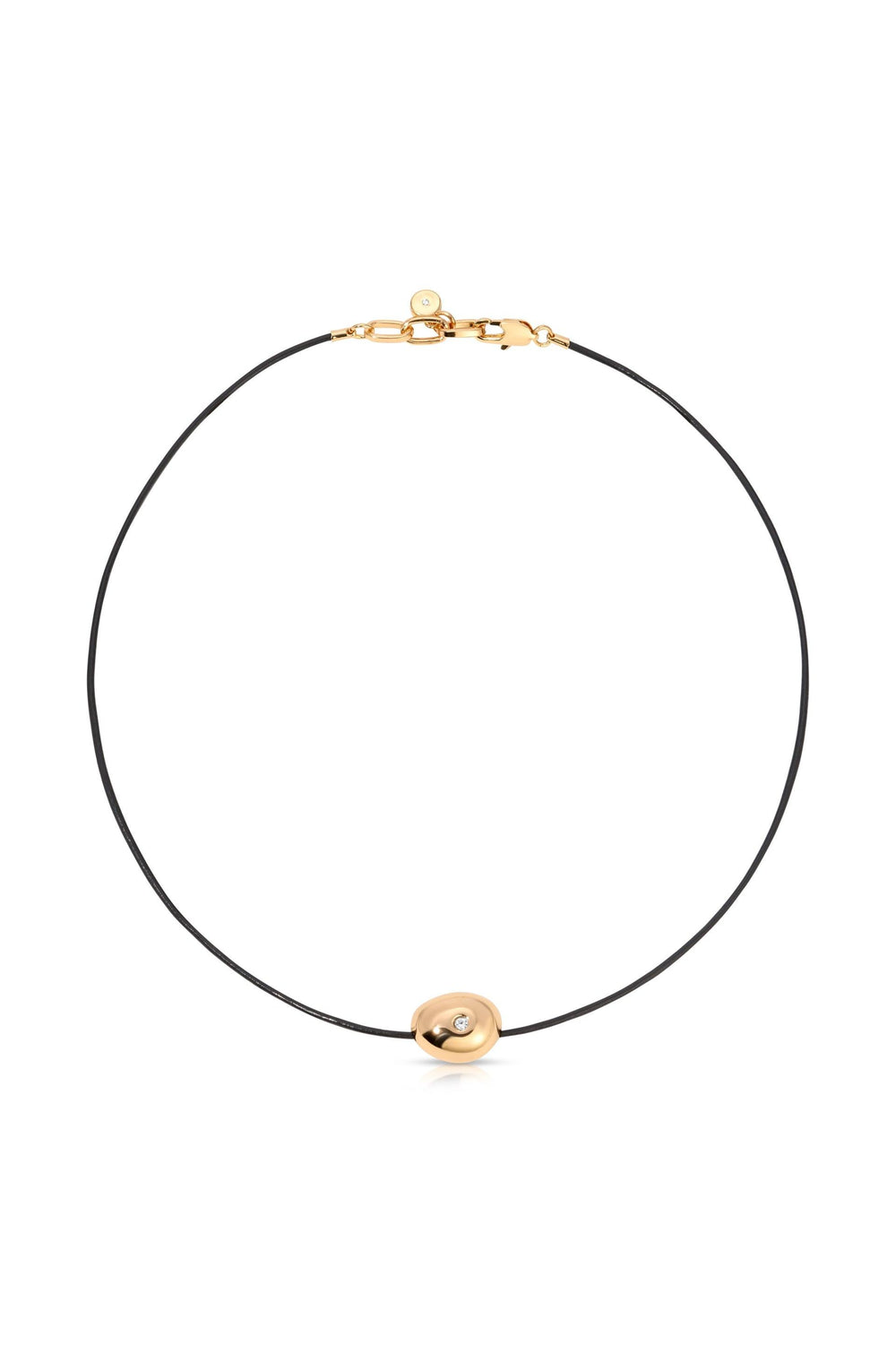 Polished Pebble Leather Pendant Necklace.