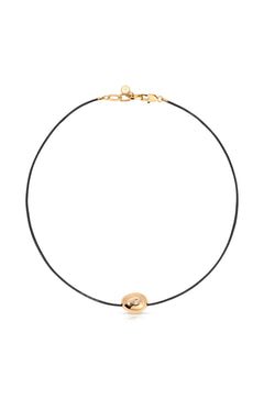 Polished Pebble Leather Pendant Necklace.