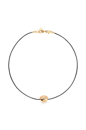 Polished Pebble Leather Pendant Necklace.