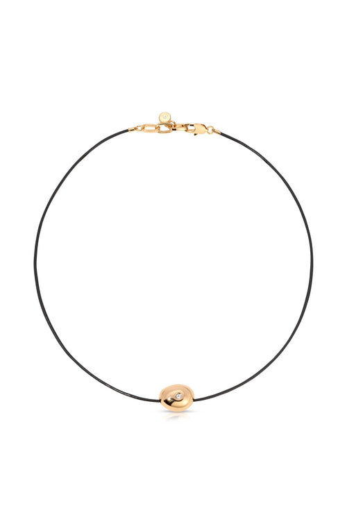 Polished Pebble Leather Pendant Necklace.