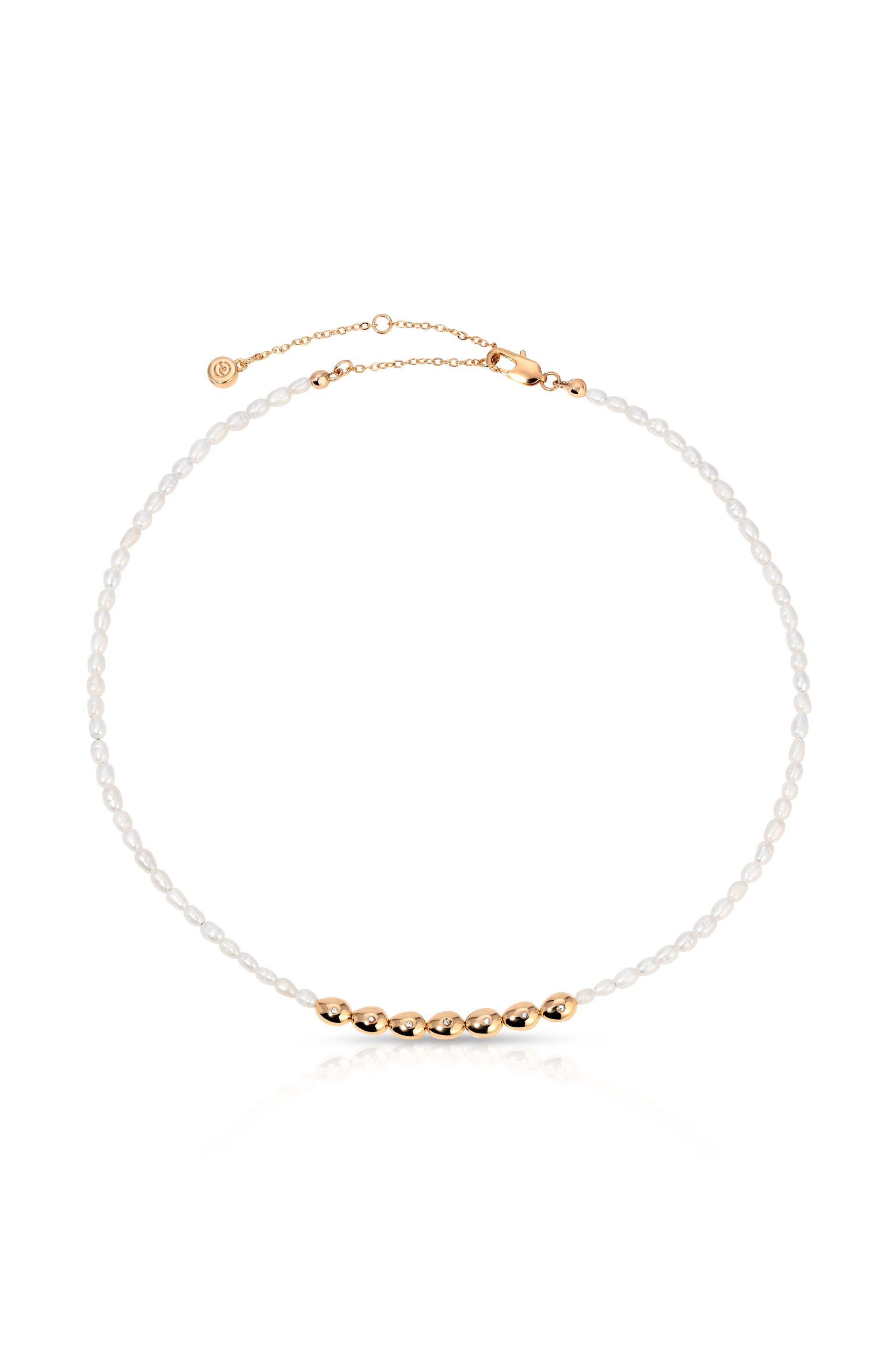 Freshwater Pearl Polished Pebble Necklace.