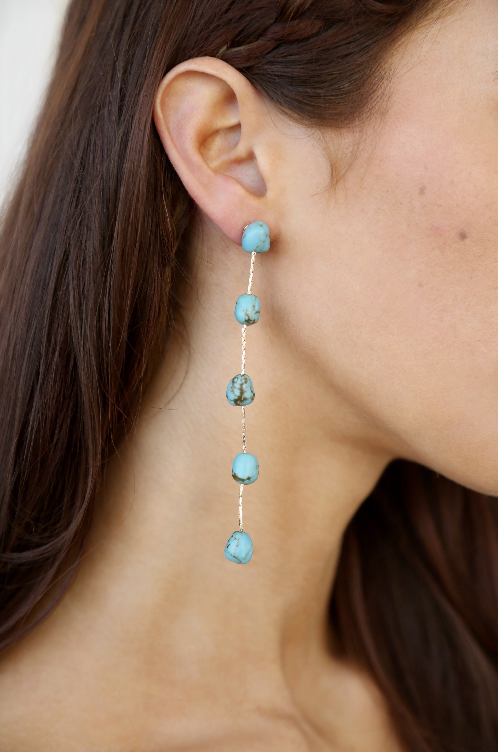 Dripping Turquoise Delicate Drop Earrings - Flying Tomato - Earrings - Ettika
