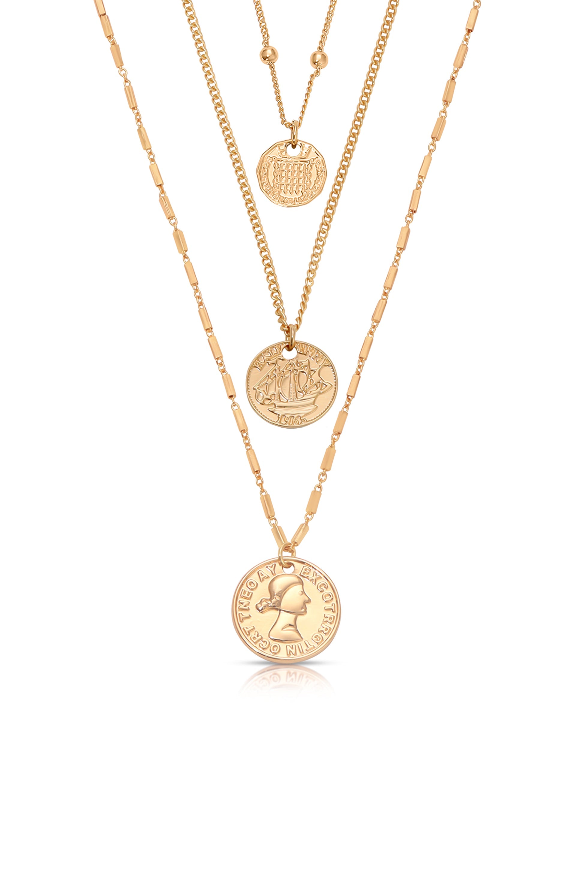 Three Coins Necklace Set