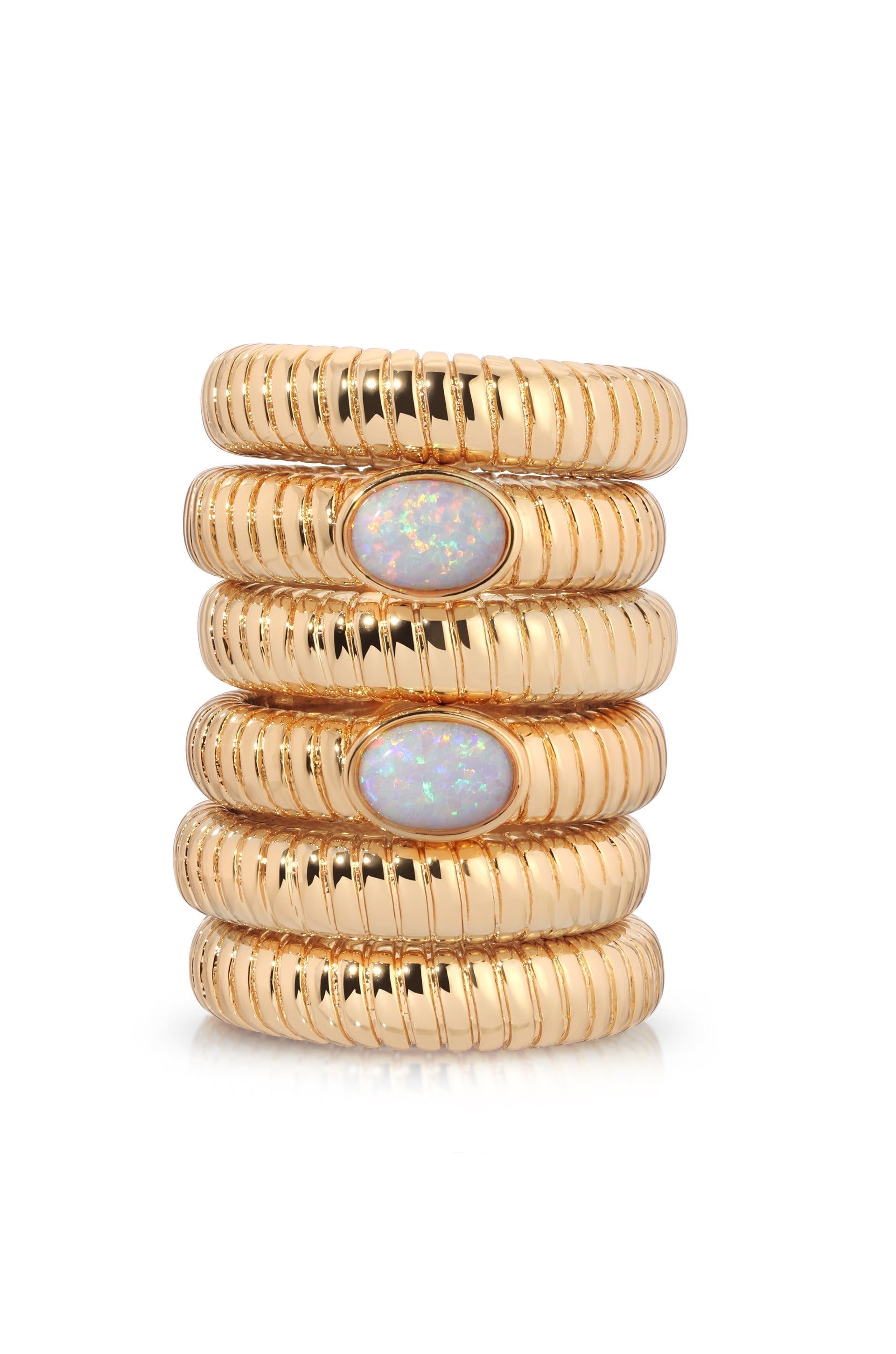 Opal Flex Ribbed Ring - Flying Tomato - Rings - Ettika