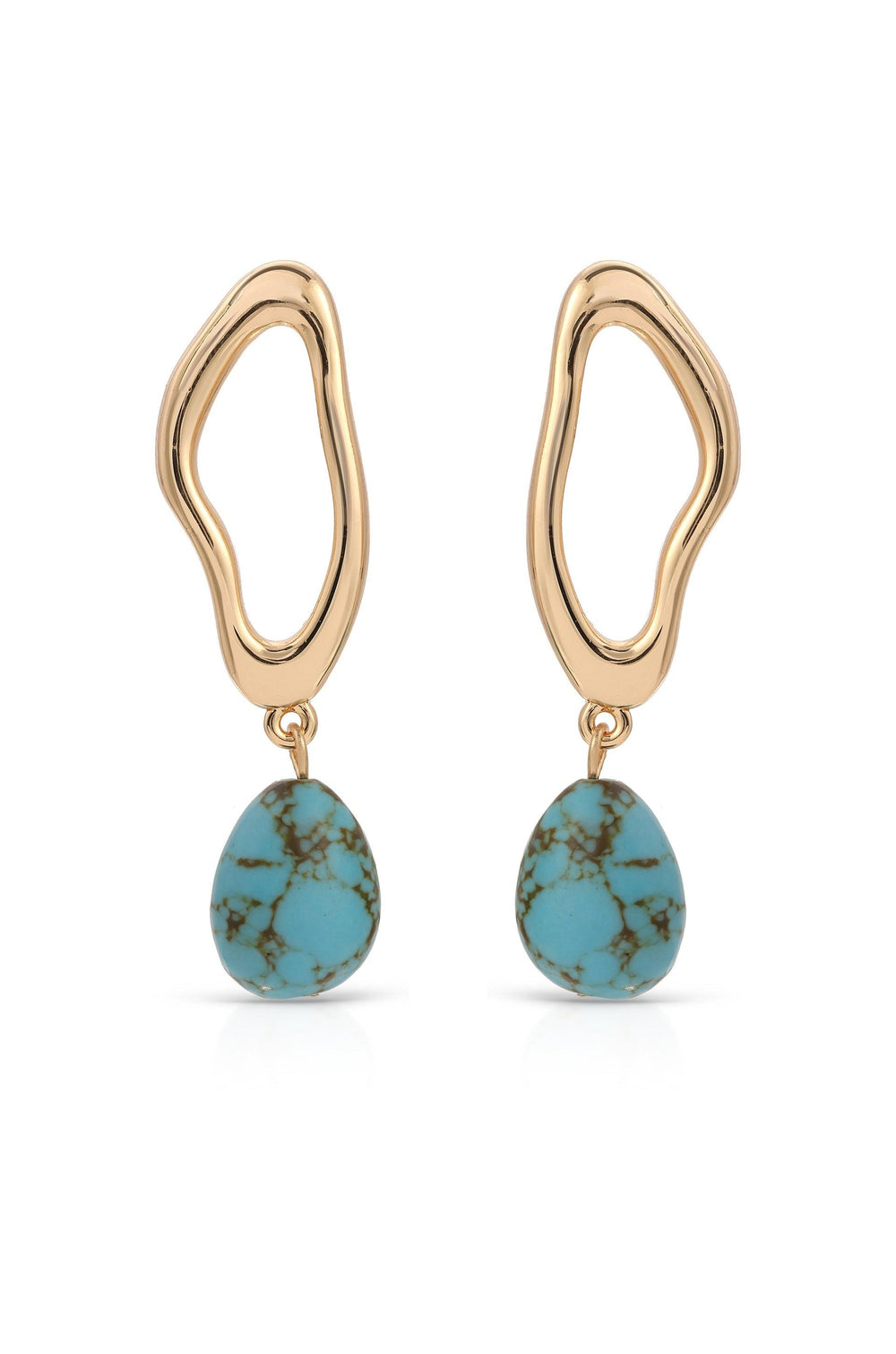 Open Circle Turquoise Dangle Earrings - Flying Tomato - Earrings - Ettika