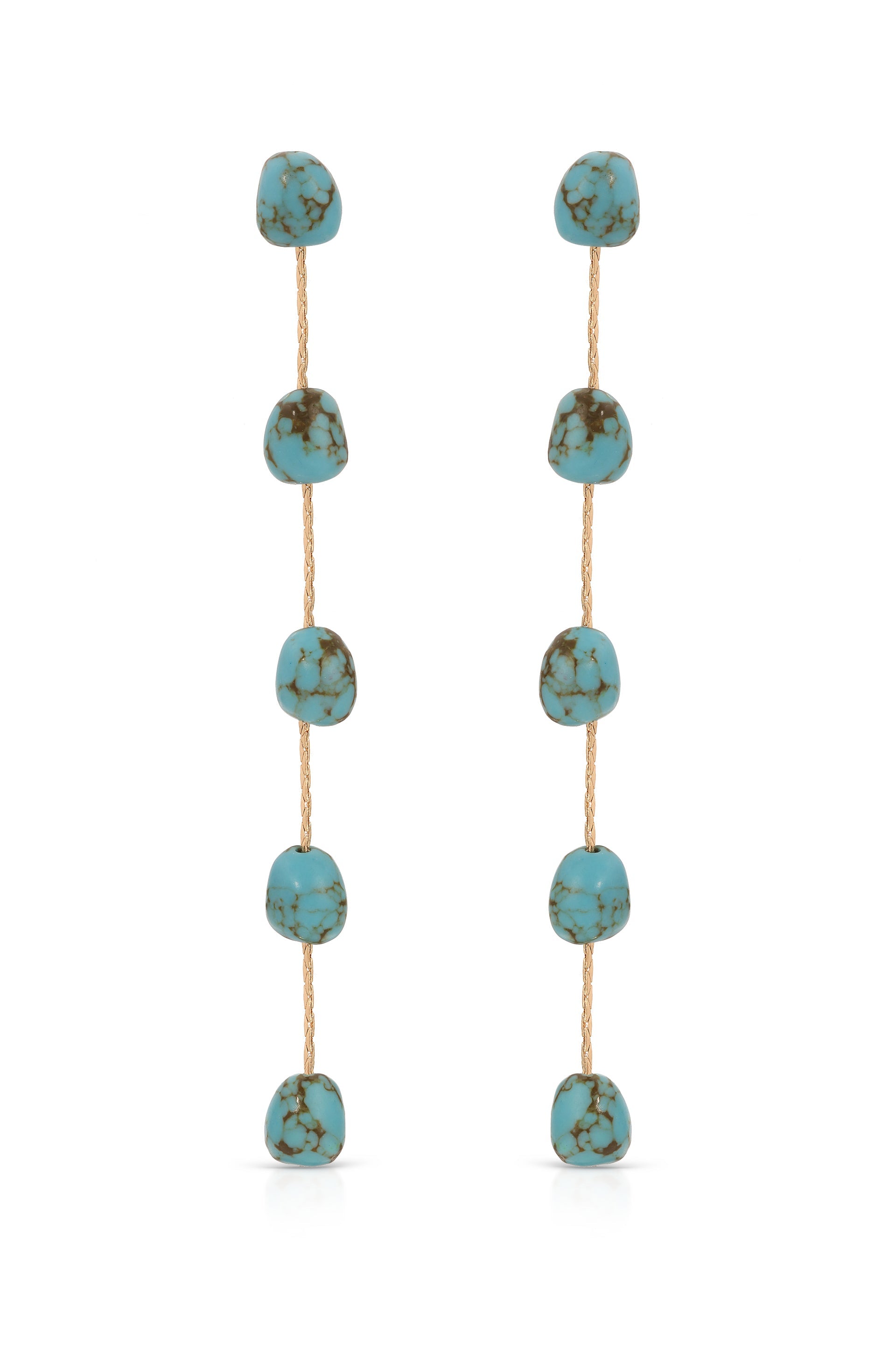 Dripping Turquoise Delicate Drop Earrings - Flying Tomato - Earrings - Ettika