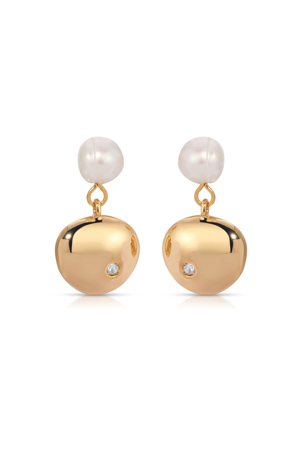 Small Pebble and Pearl Dangle Earrings - Flying Tomato - Earrings - Ettika