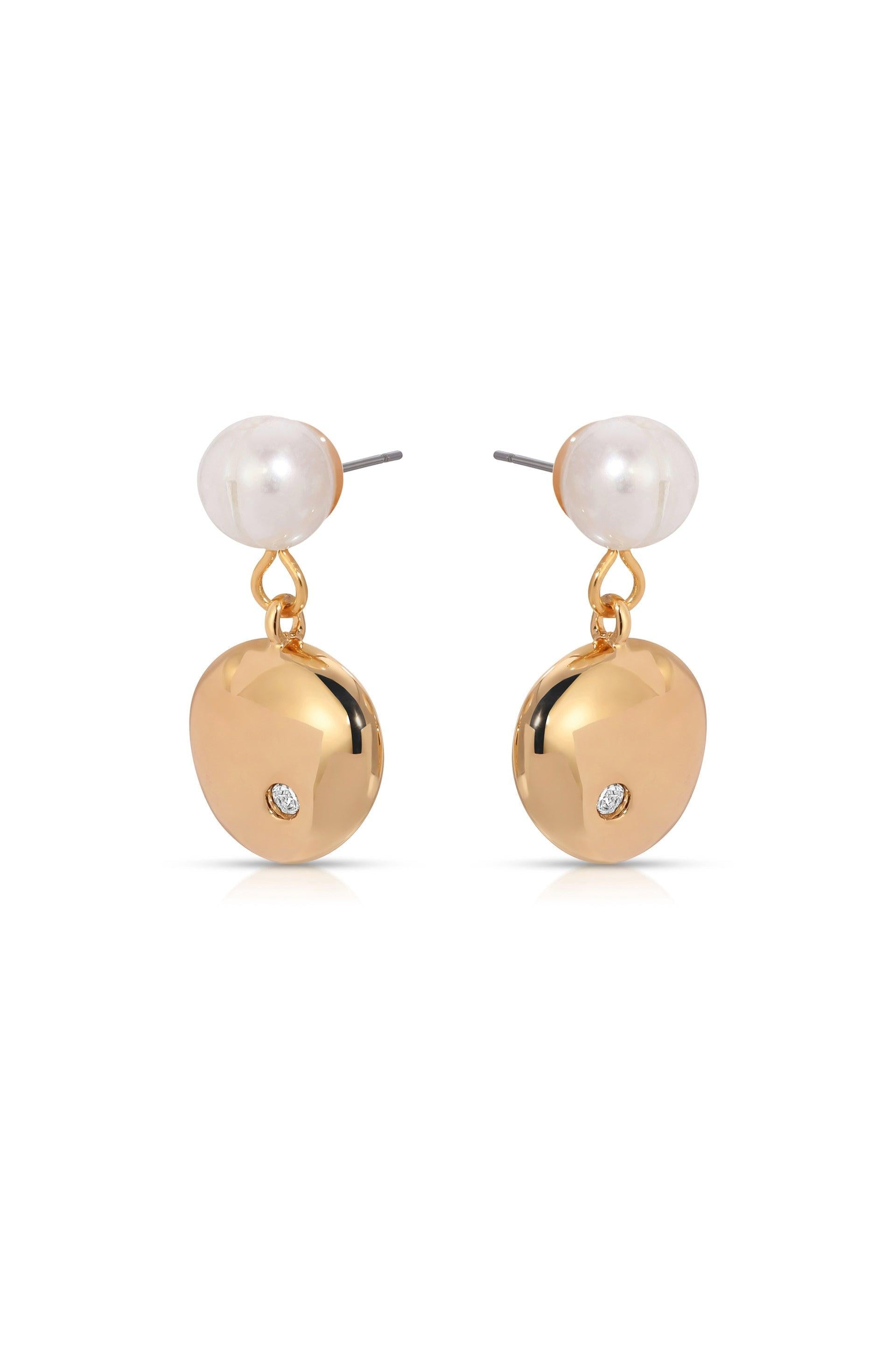 Small Pebble and Pearl Dangle Earrings - Flying Tomato - Earrings - Ettika