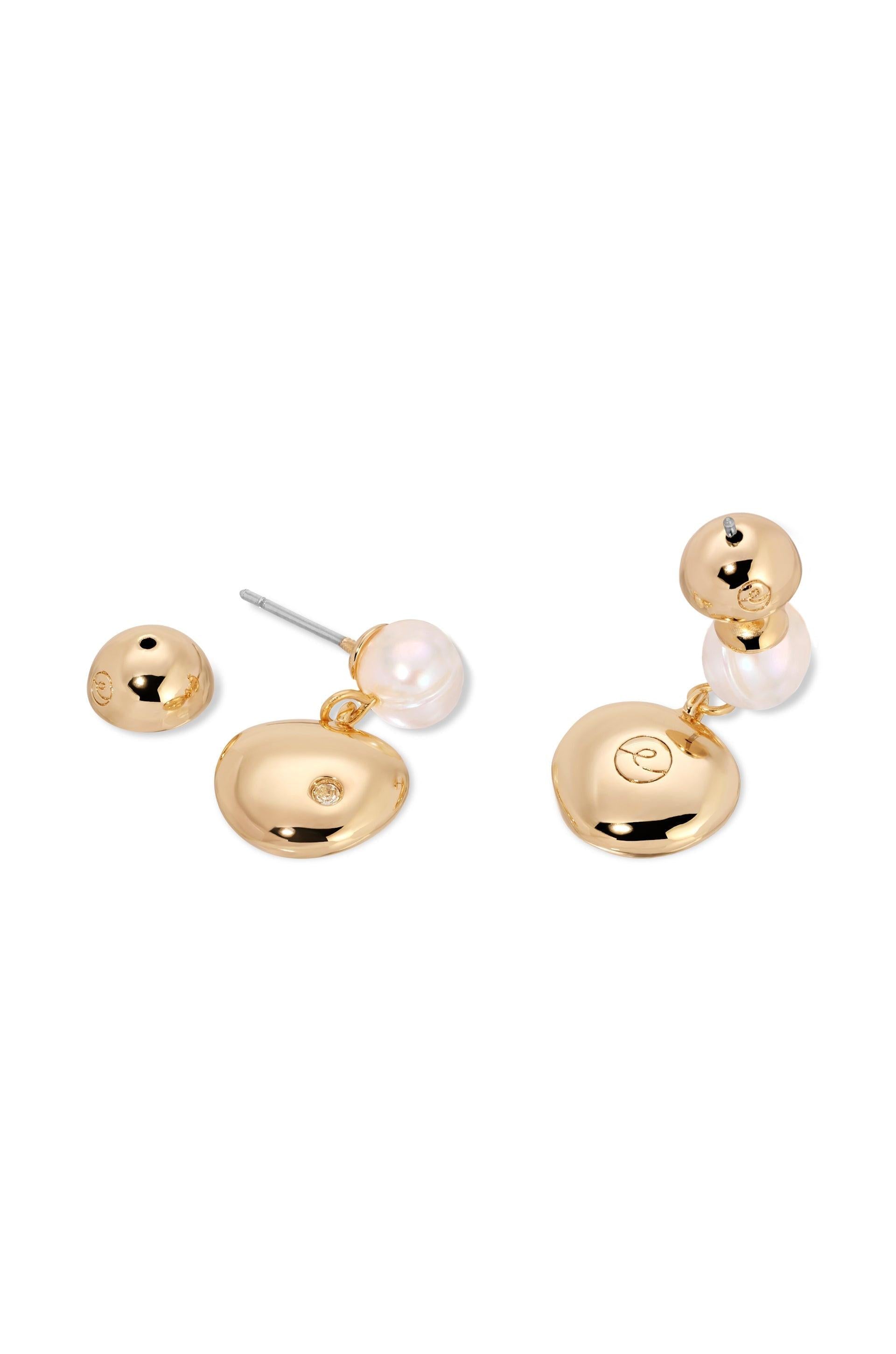 Small Pebble and Pearl Dangle Earrings - Flying Tomato - Earrings - Ettika