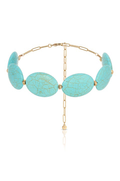Oval Turquoise Stones Statement Choker.