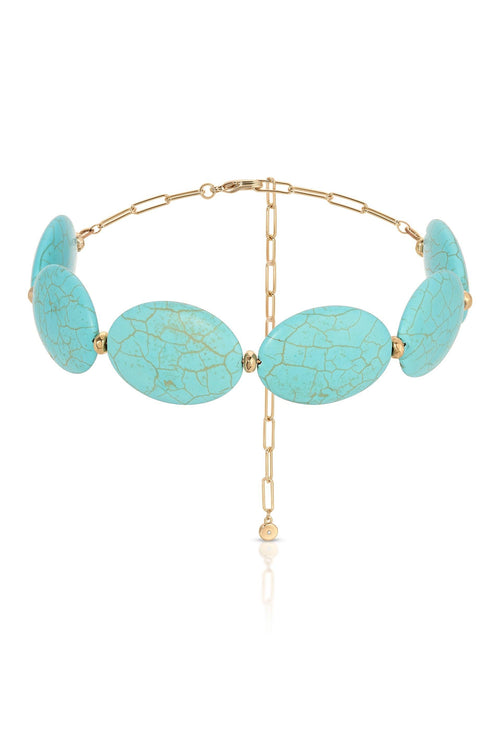 Oval Turquoise Stones Statement Choker.