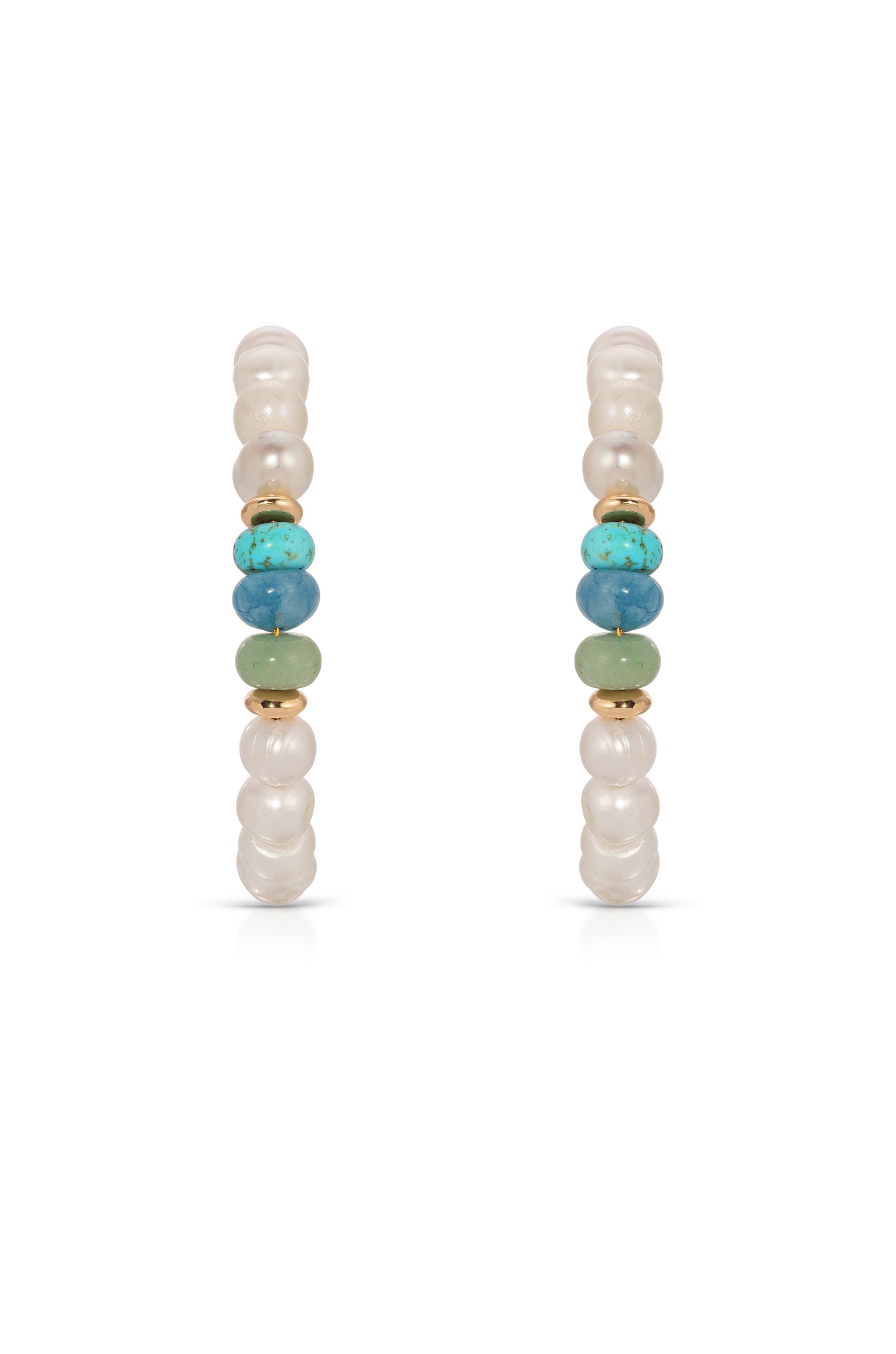 Beach Day Pearl and Gemstone Hoop Earrings