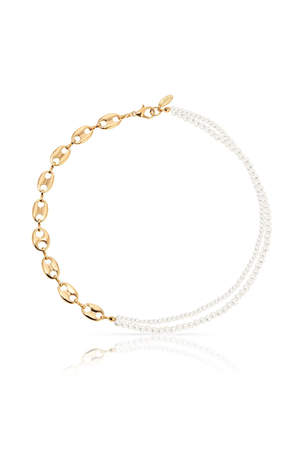 Meet Me Halfway Pearl and Chain Link Necklace.