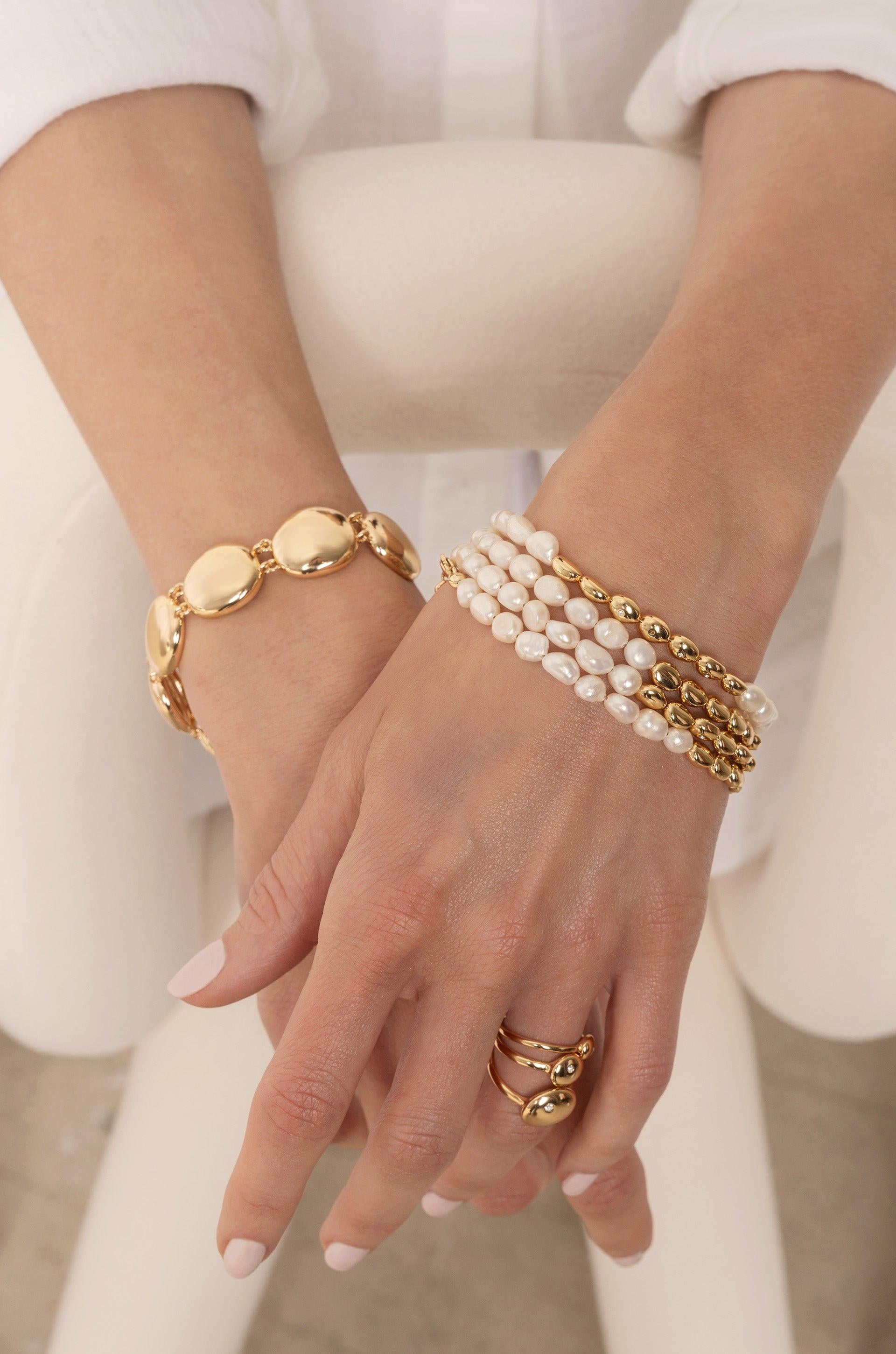 Freshwater Pearl Polished Pebble Bracelet - Flying Tomato - Bracelets - Ettika