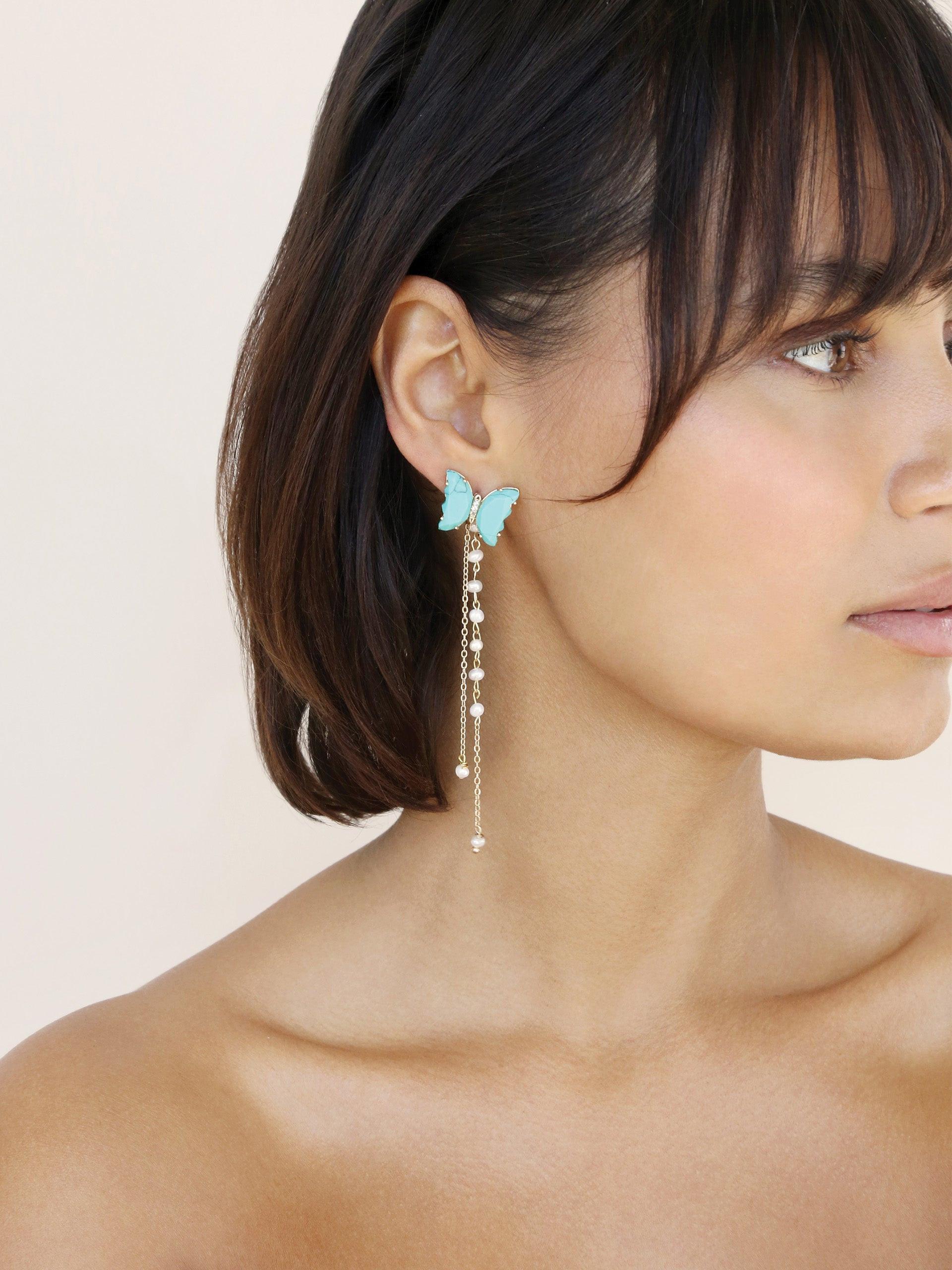 Turquoise Butterfly Dangle Earrings - Flying Tomato - Earrings - Ettika
