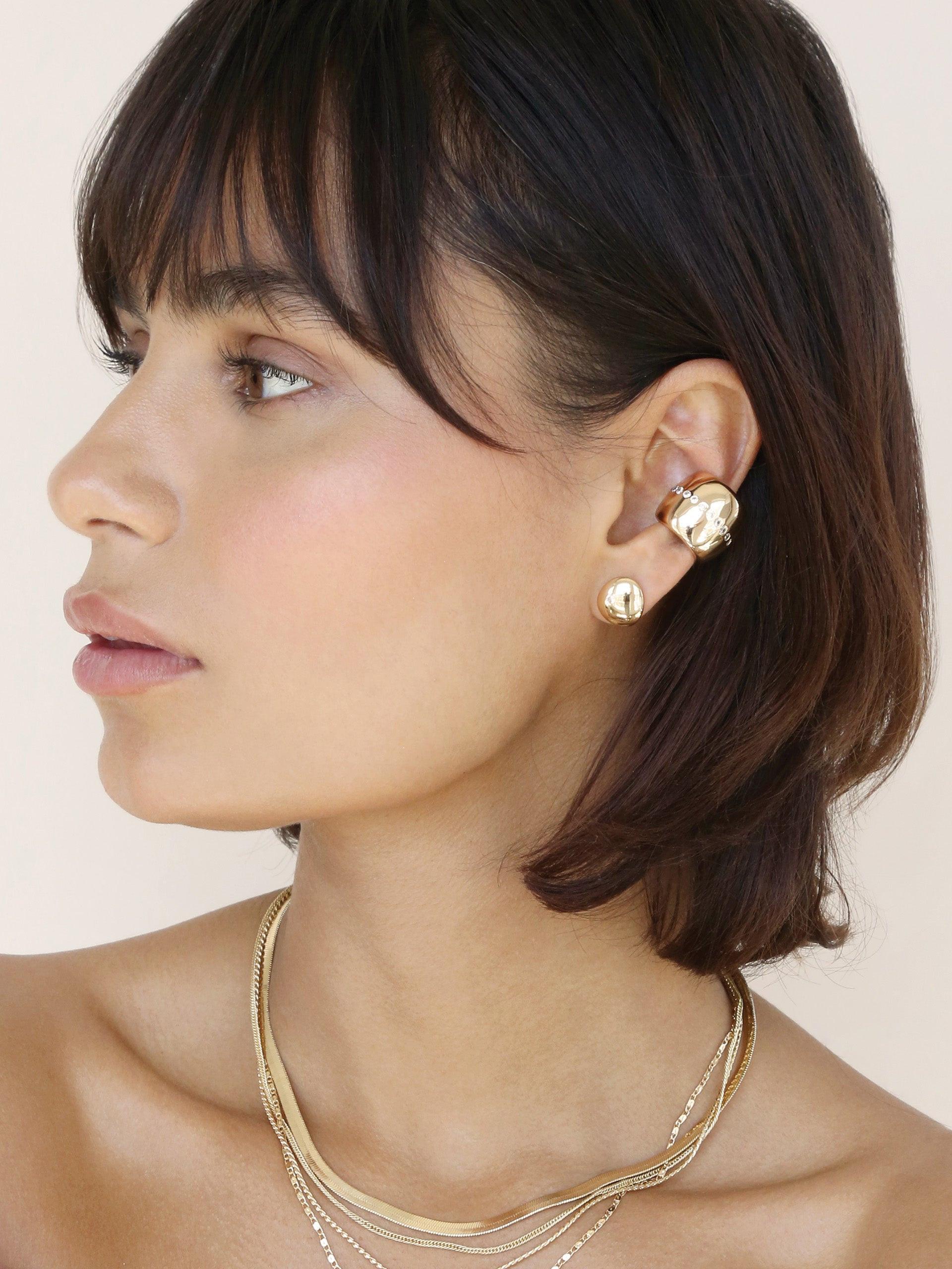 Center Crystal Line Chunky Ear Cuff - Flying Tomato - Ear Cuffs - Ettika