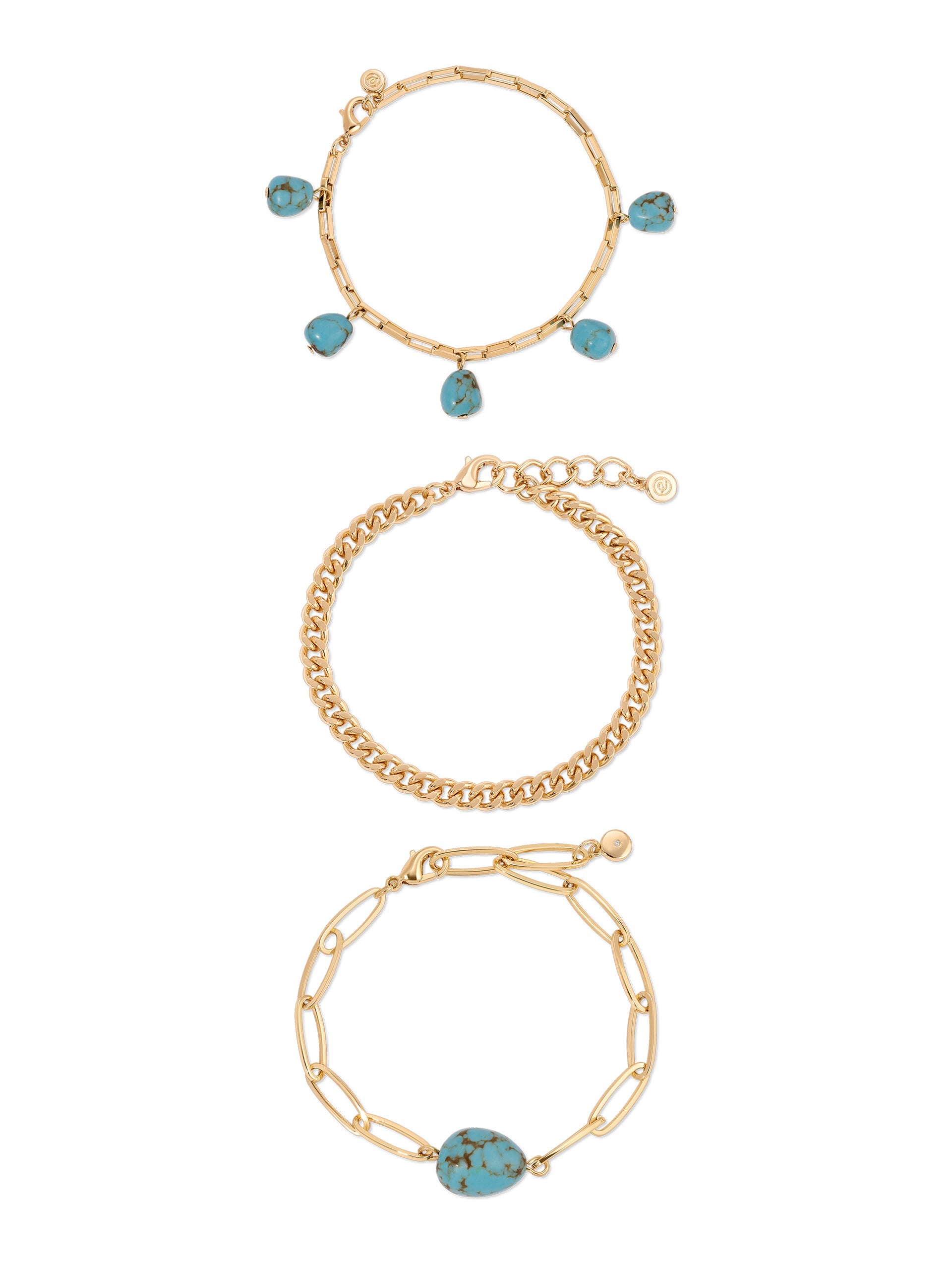 Turquoise Nugget Bracelet Set of 3