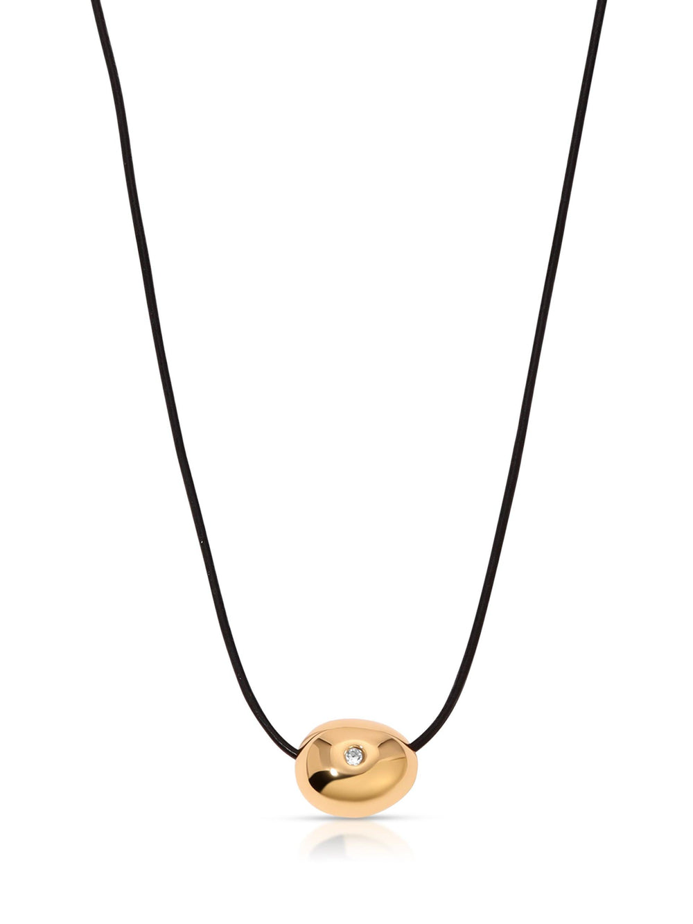 Polished Pebble Leather Pendant Necklace.