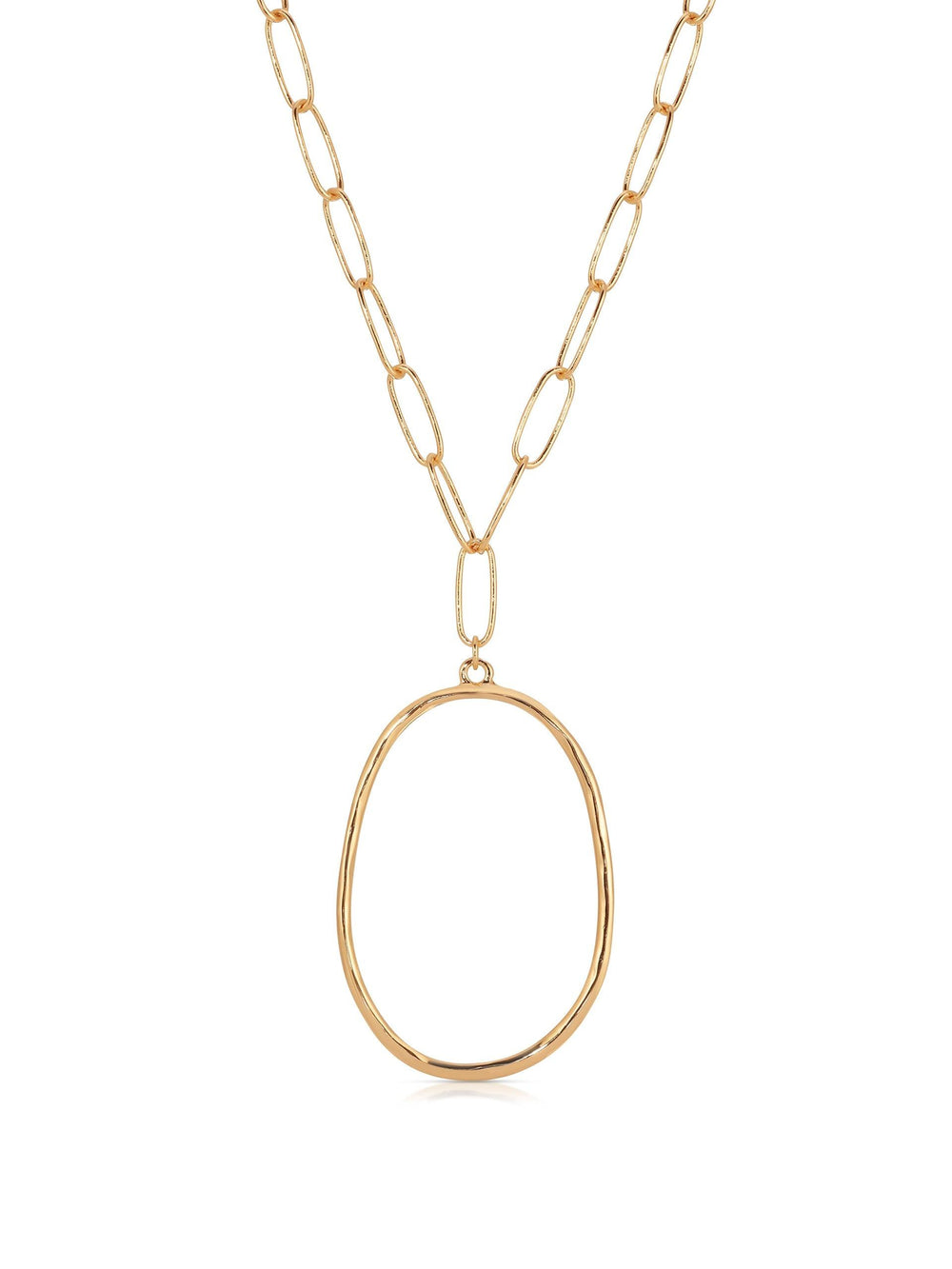 Large Oval Pendant Chain Link Necklace - Flying Tomato - Necklaces - Ettika
