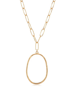 Large Oval Pendant Chain Link Necklace - Flying Tomato - Necklaces - Ettika
