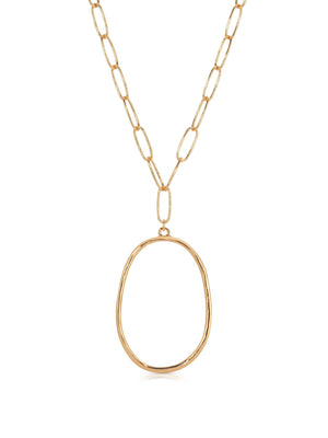 Large Oval Pendant Chain Link Necklace - Flying Tomato - Necklaces - Ettika