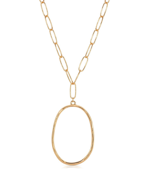 Large Oval Pendant Chain Link Necklace - Flying Tomato - Necklaces - Ettika