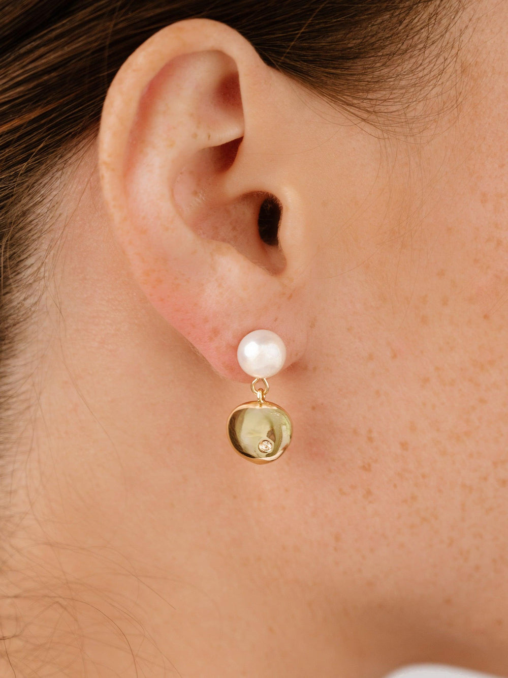 Small Pebble and Pearl Dangle Earrings - Flying Tomato - Earrings - Ettika
