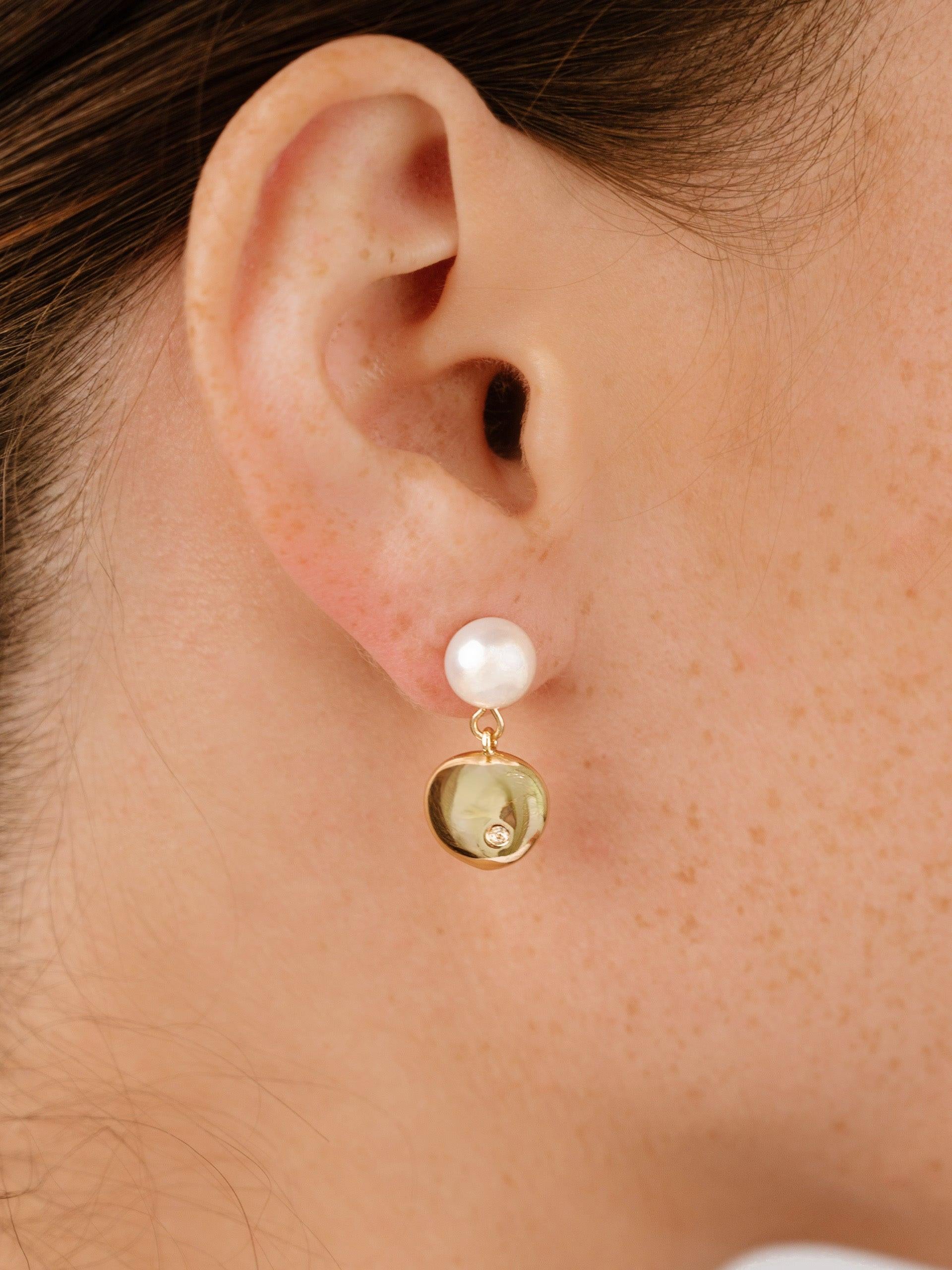 Small Pebble and Pearl Dangle Earrings - Flying Tomato - Earrings - Ettika