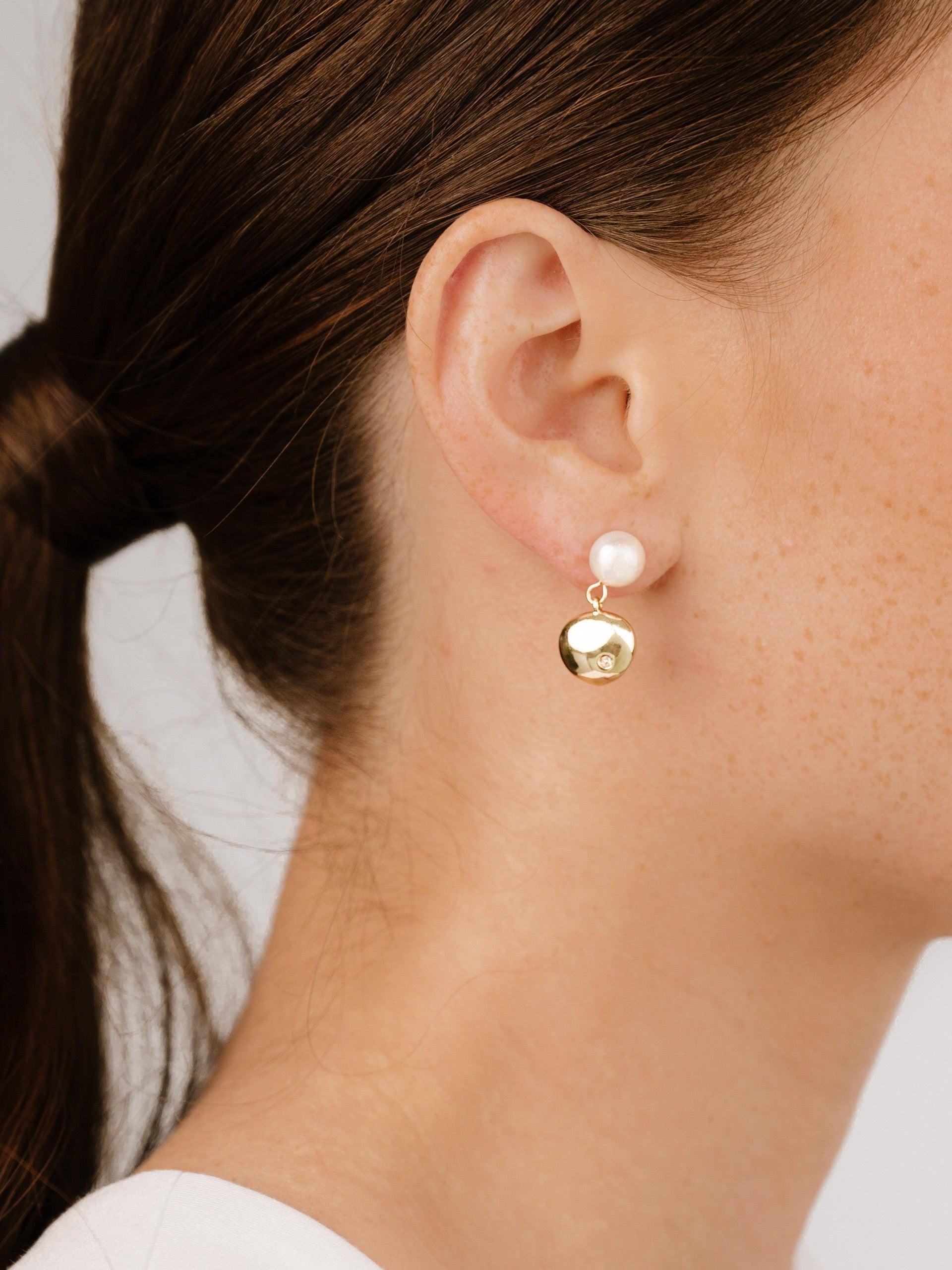 Small Pebble and Pearl Dangle Earrings - Flying Tomato - Earrings - Ettika