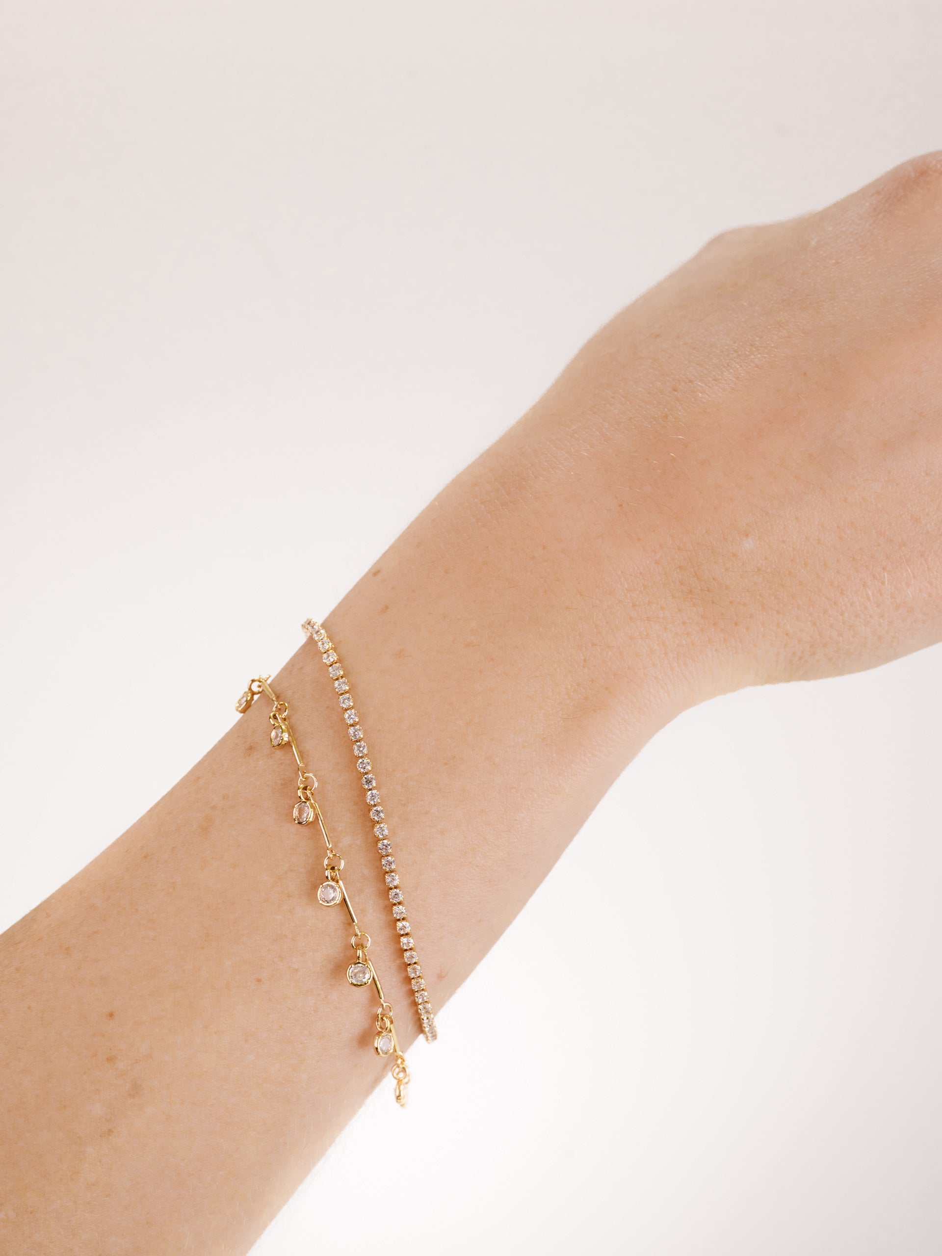 Crystal Droplet Chain Bracelet Set