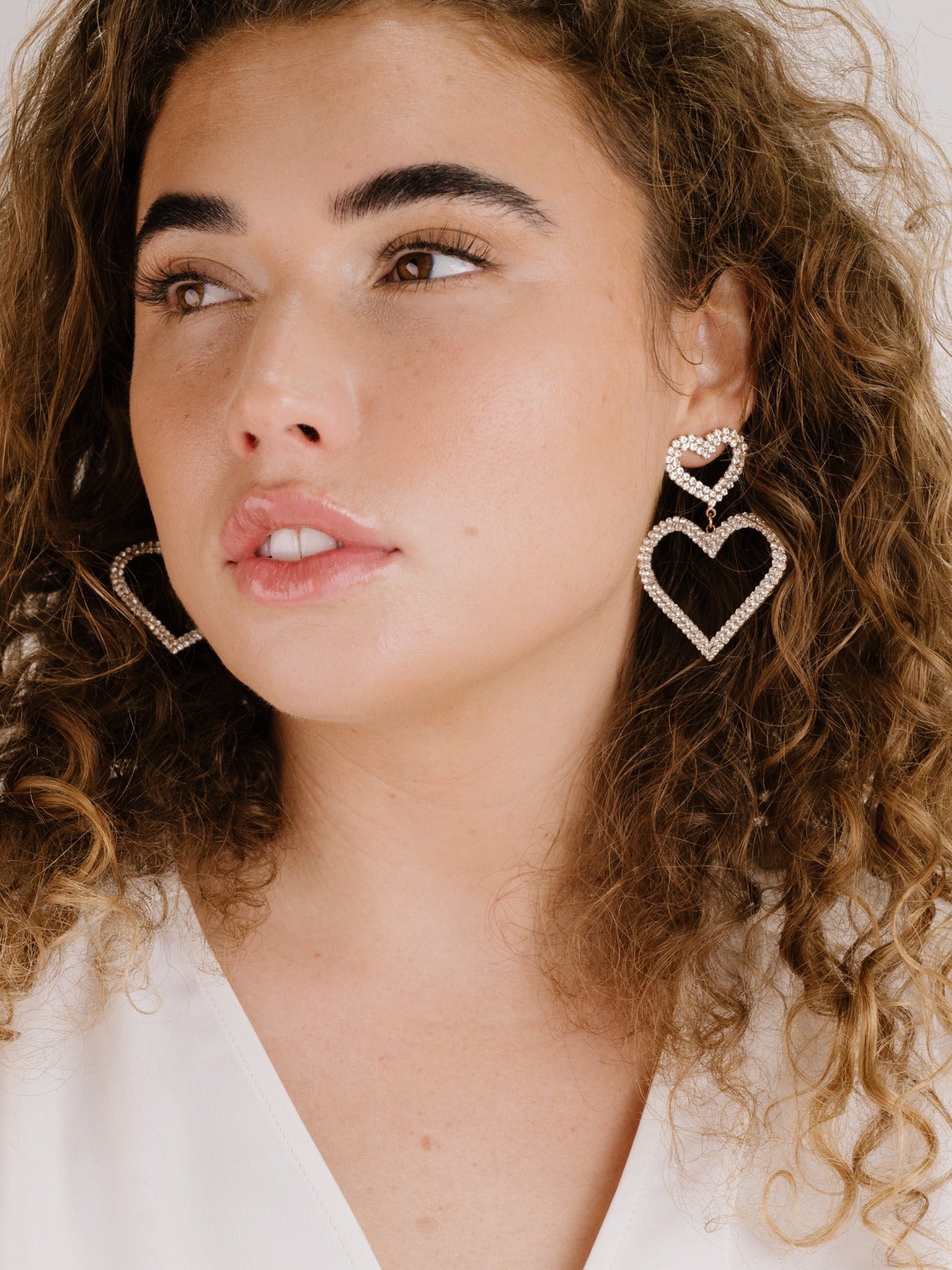 Double Trouble Heart Crystal Earrings