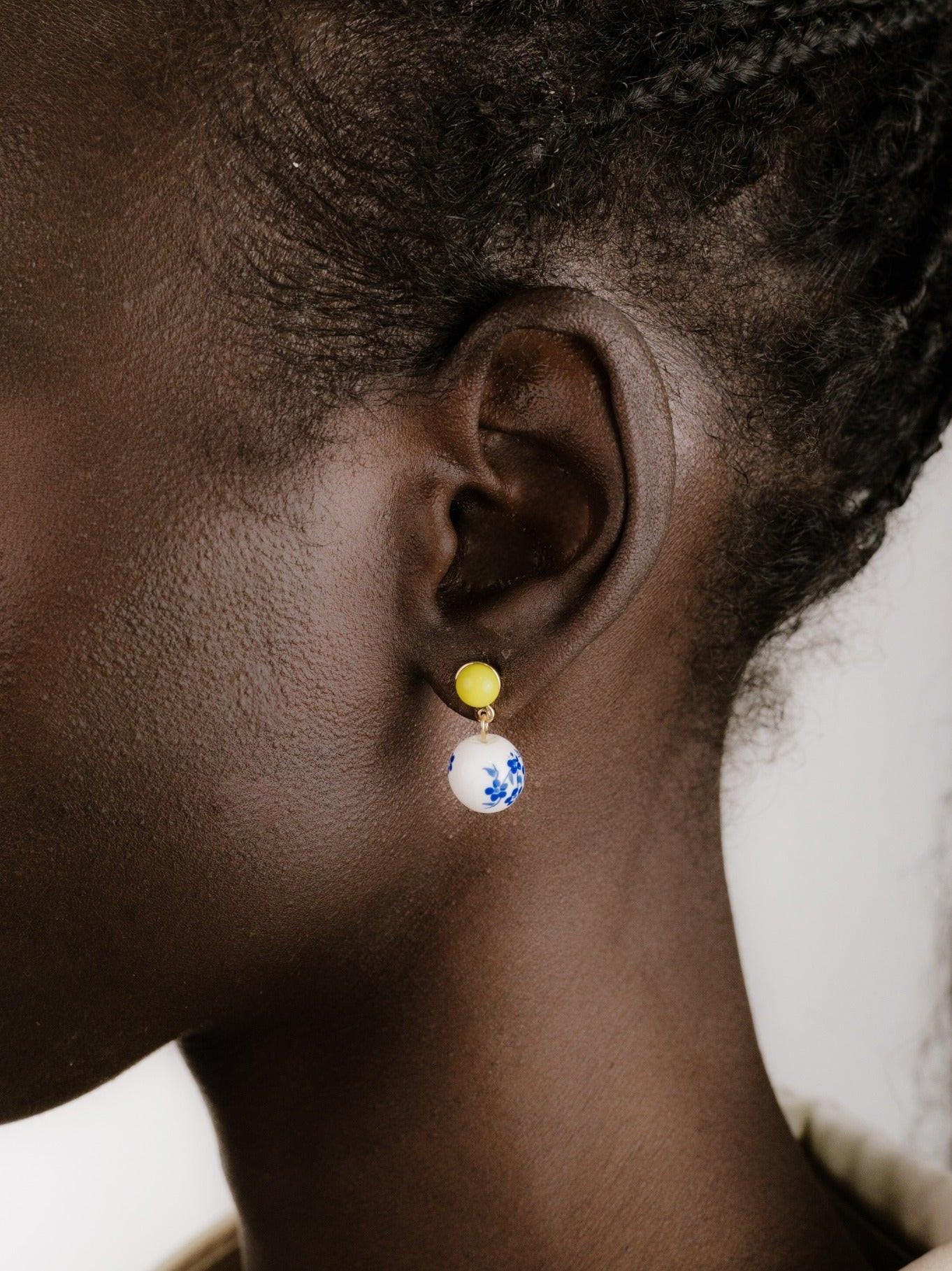 Indigo Floral Drop Earrings.