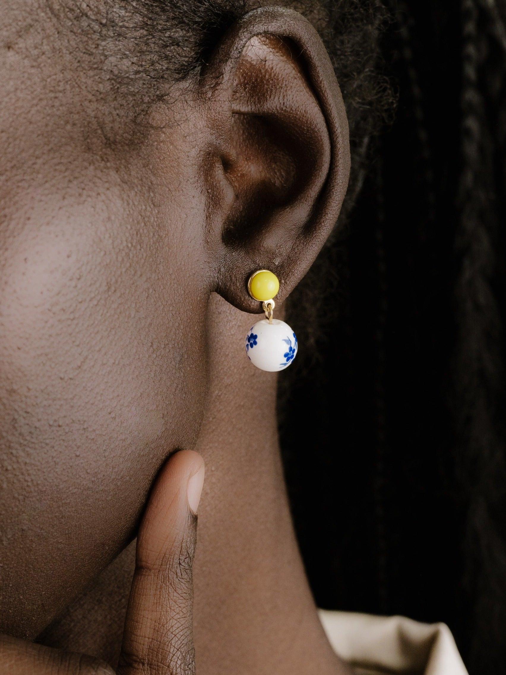 Indigo Floral Drop Earrings.