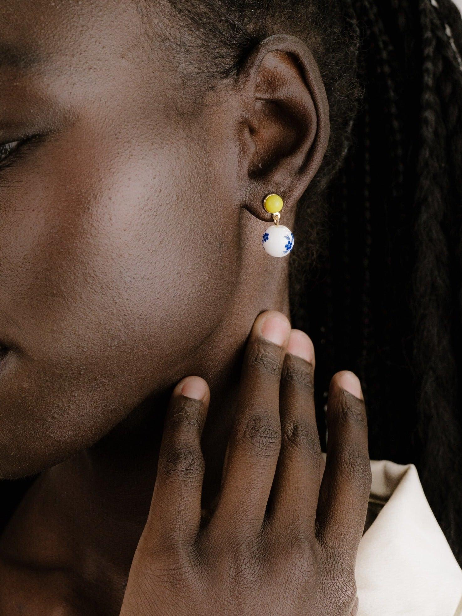 Indigo Floral Drop Earrings.