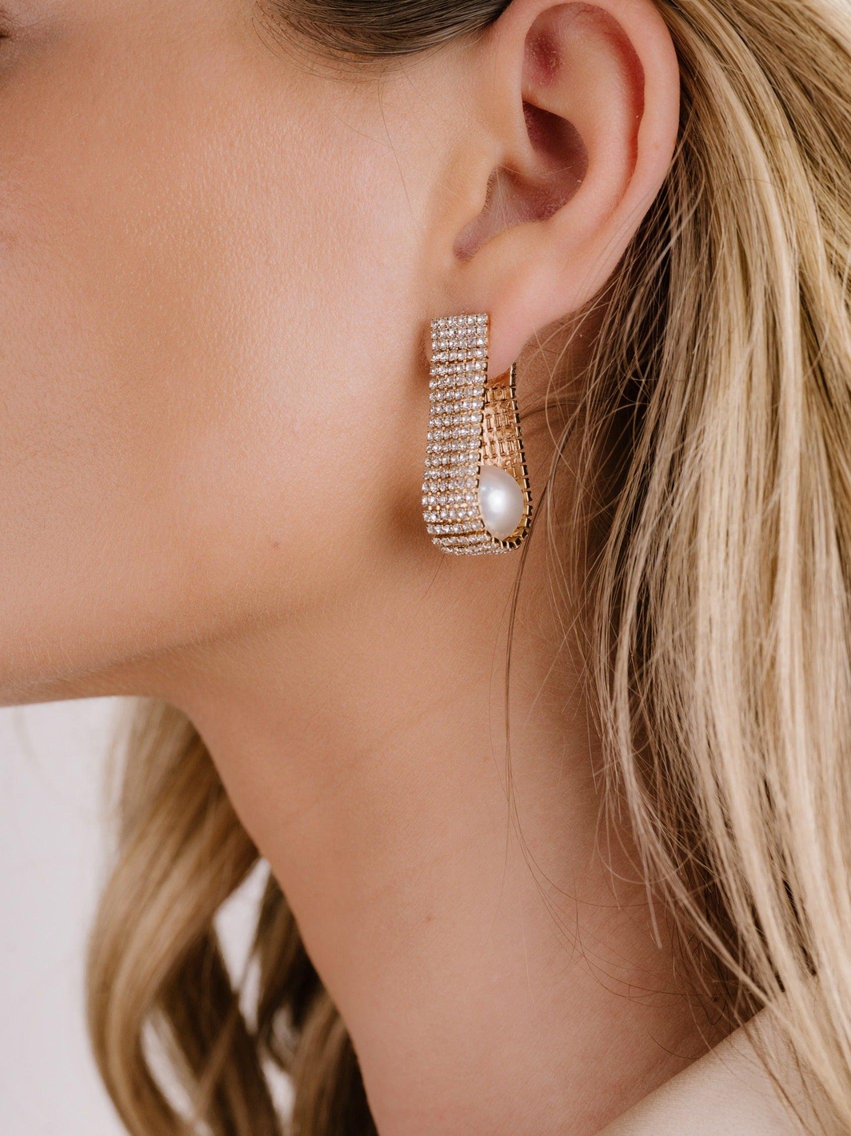 Swaddled Pearl Crystal Teardrop Earrings - Flying Tomato - Earrings - Ettika