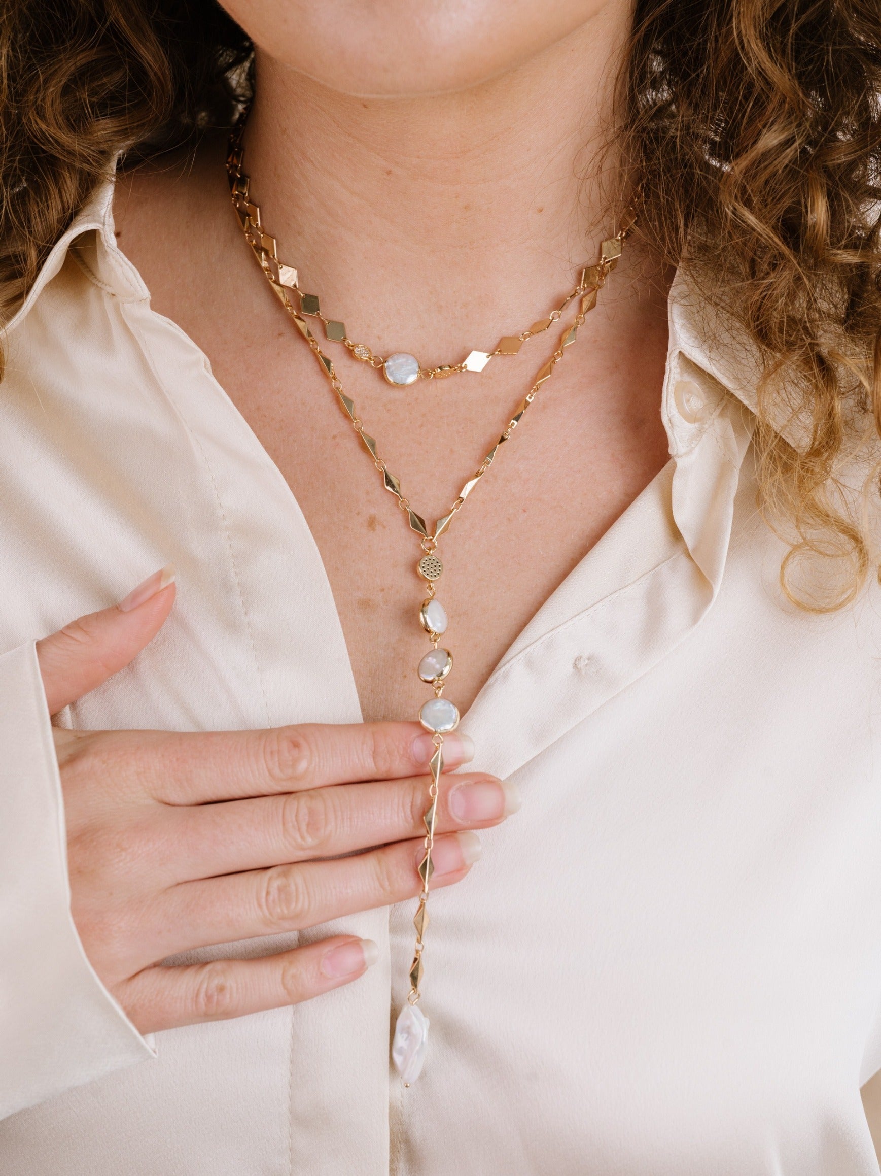 Dreamin' Freshwater Pearl Lariat Set