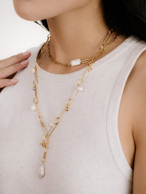 Deep Water Pearl Lariat Necklace - Flying Tomato - Necklaces - Ettika