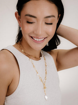Deep Water Pearl Lariat Necklace - Flying Tomato - Necklaces - Ettika