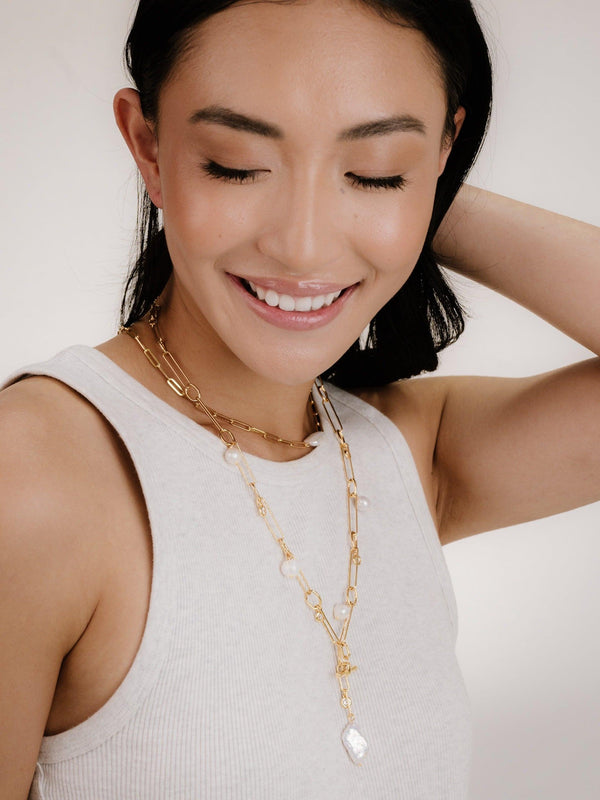 Deep Water Pearl Lariat Necklace - Flying Tomato - Necklaces - Ettika