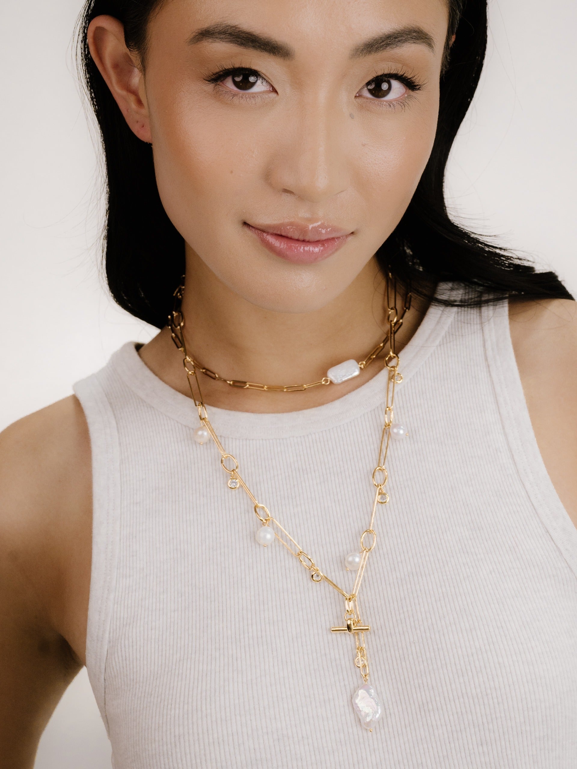 Deep Water Pearl Lariat Necklace