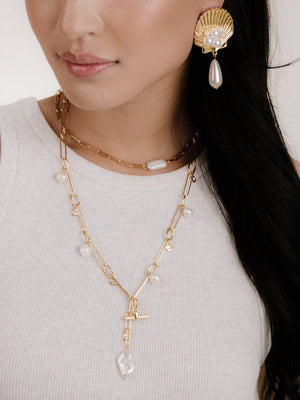 Deep Water Pearl Lariat Necklace - Flying Tomato - Necklaces - Ettika