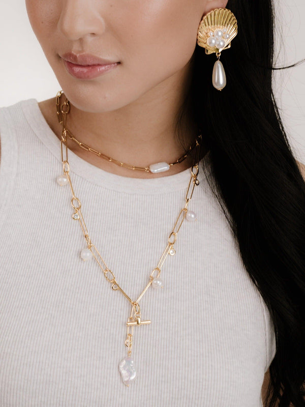 Deep Water Pearl Lariat Necklace - Flying Tomato - Necklaces - Ettika