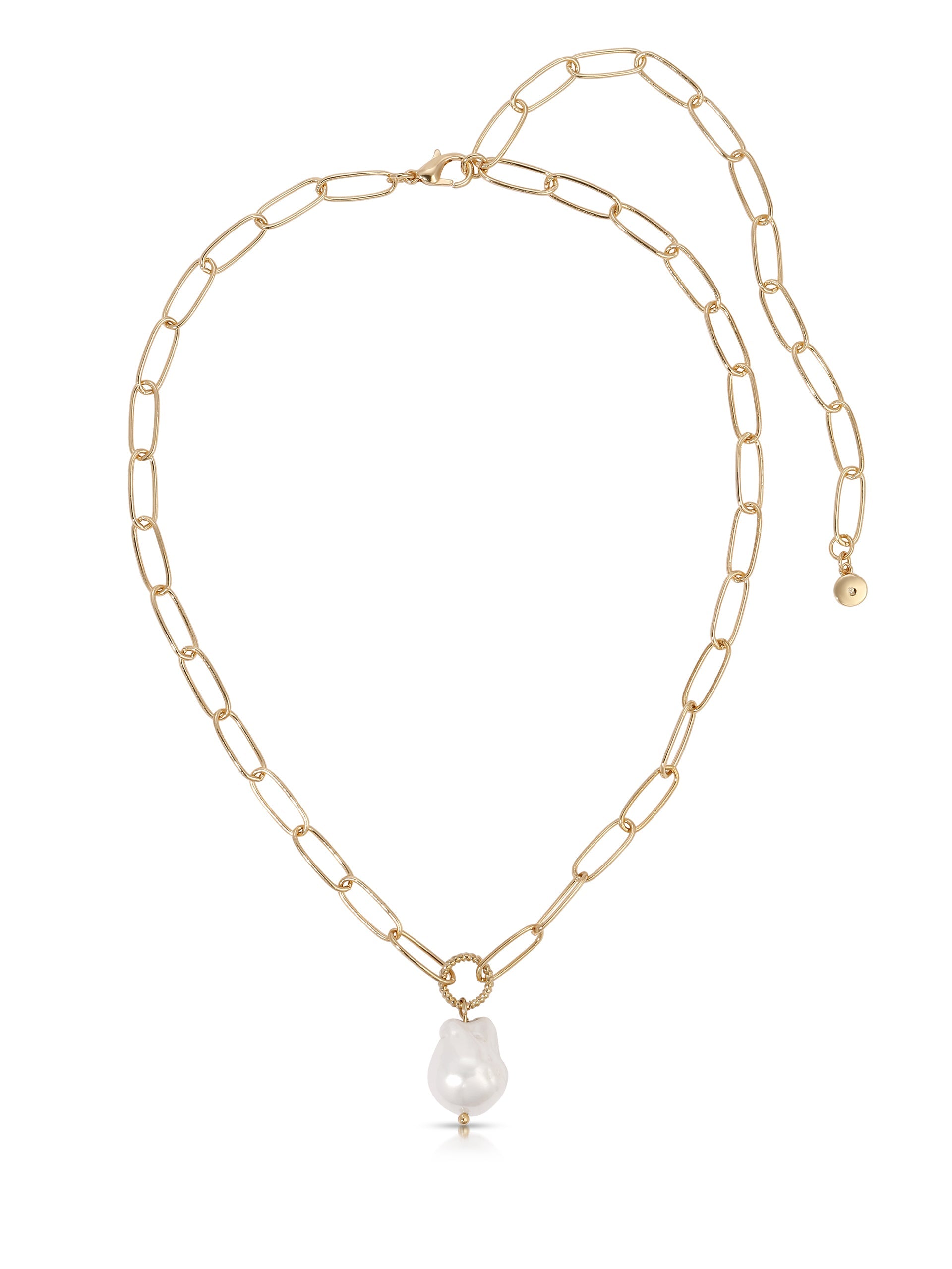 Single Pearl Open Links Chain Necklace