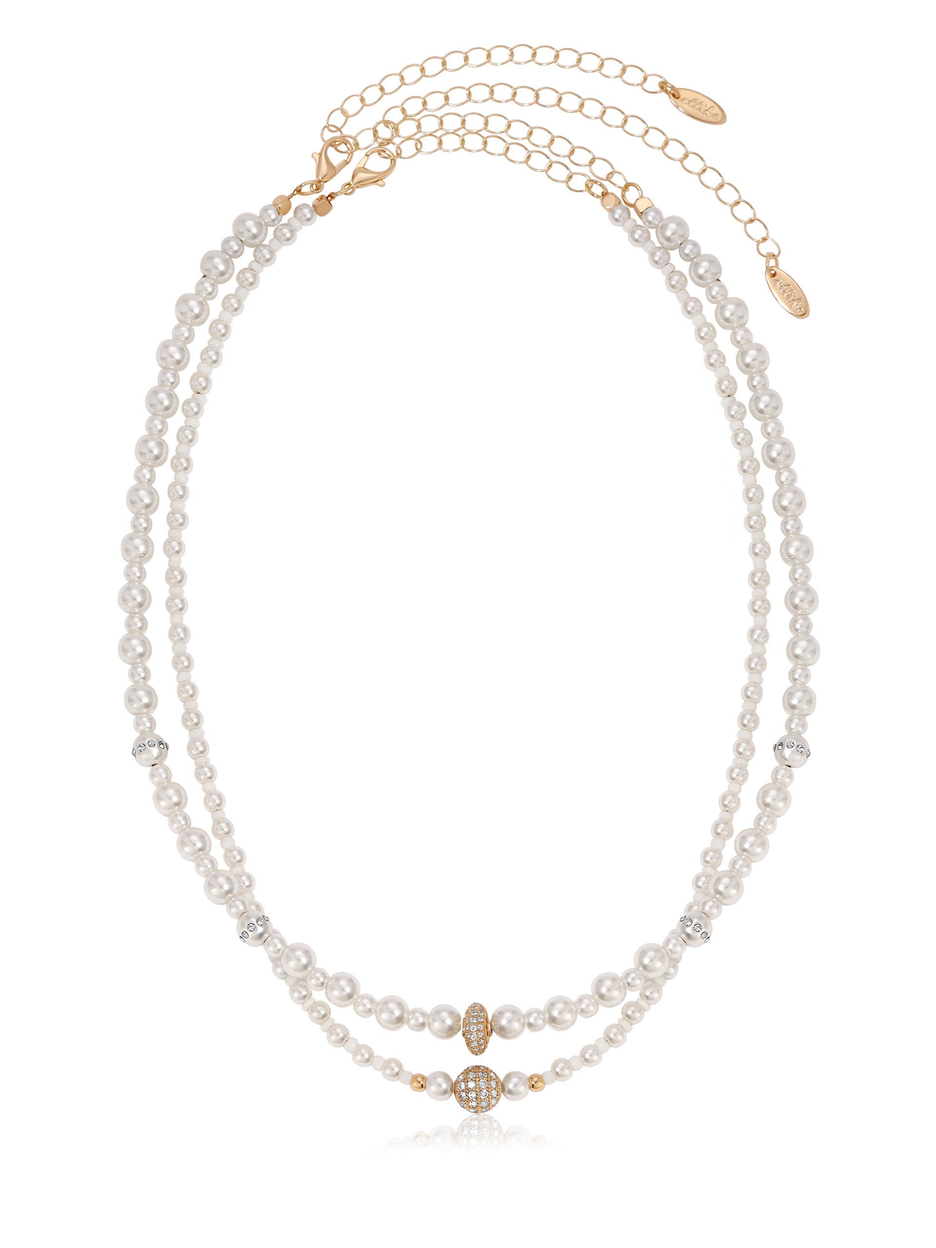 Double Pearl Chain Necklace Set